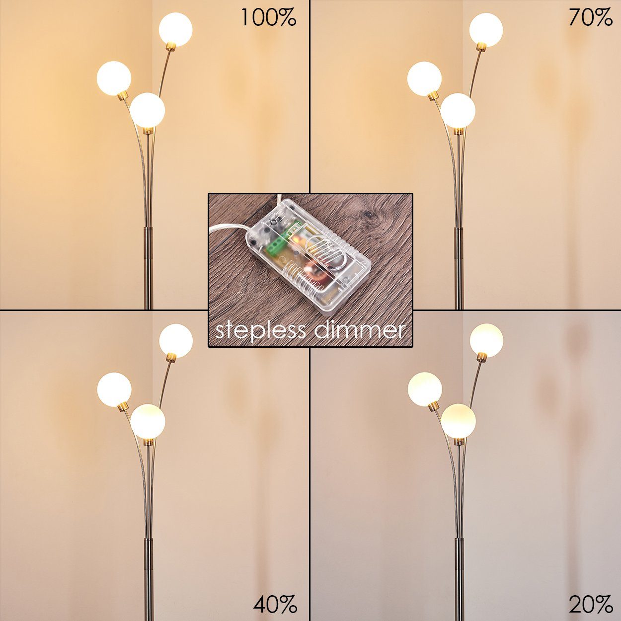 hofstein Stehlampe »Lerici« moderne Standleuchte, 3-flammig dimmbar, ohne Leuchtmittel, mit 3 Echtglaskugeln, G9, Wohnzimmer – Bild 3 von 5