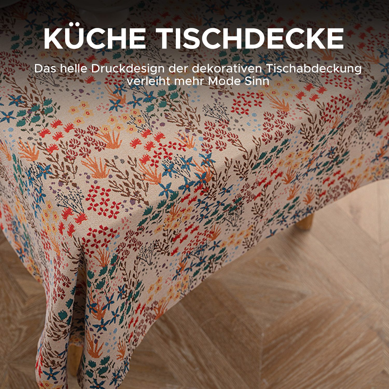 Refttenw Tischdecke Jacquard Tischdecke Vintage Blumenmuster, günstig online kaufen