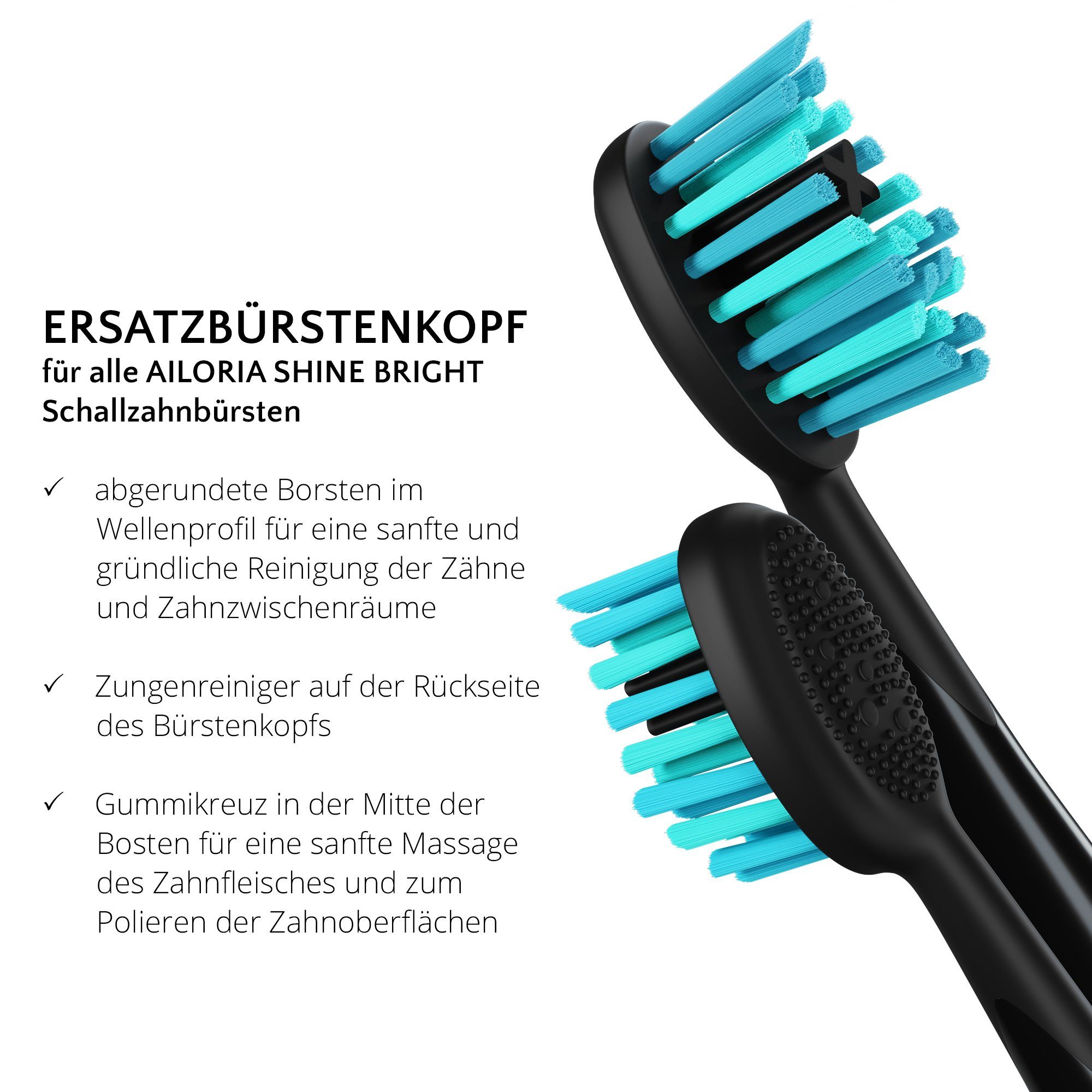AILORIA Aufsteckbürsten SHINE BRIGHT Extra Clean Ersatzbürstenköpfe 6er, Ersatzbürstenköpfe Extra Clean Set für SHINE BRIGHT