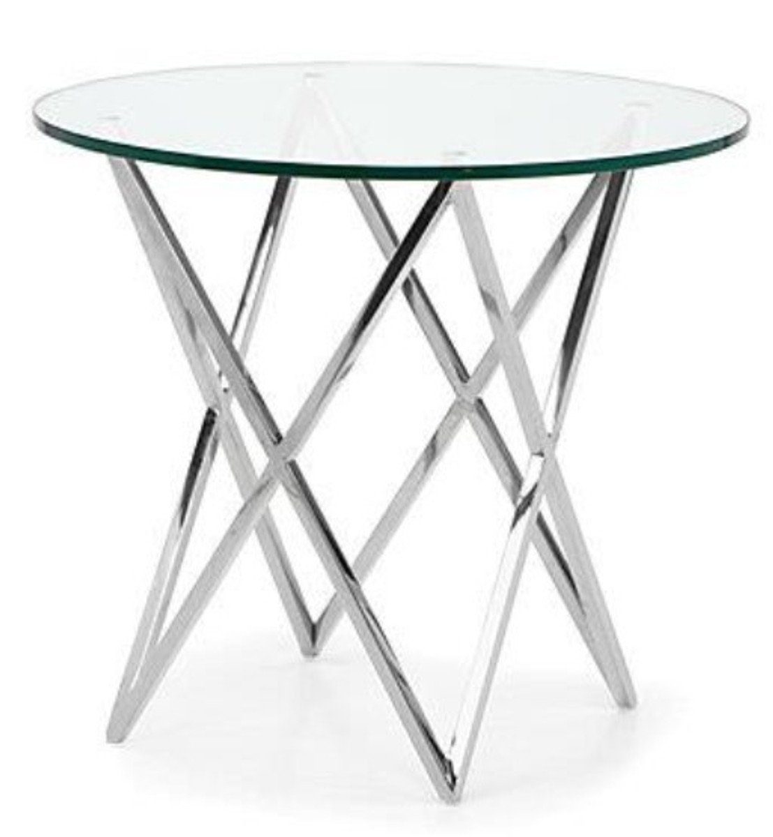 Casa Padrino Beistelltisch Luxus Beistelltisch Messing Nickel Finish / Glas 53 x H 66 cm - Hotel Collection