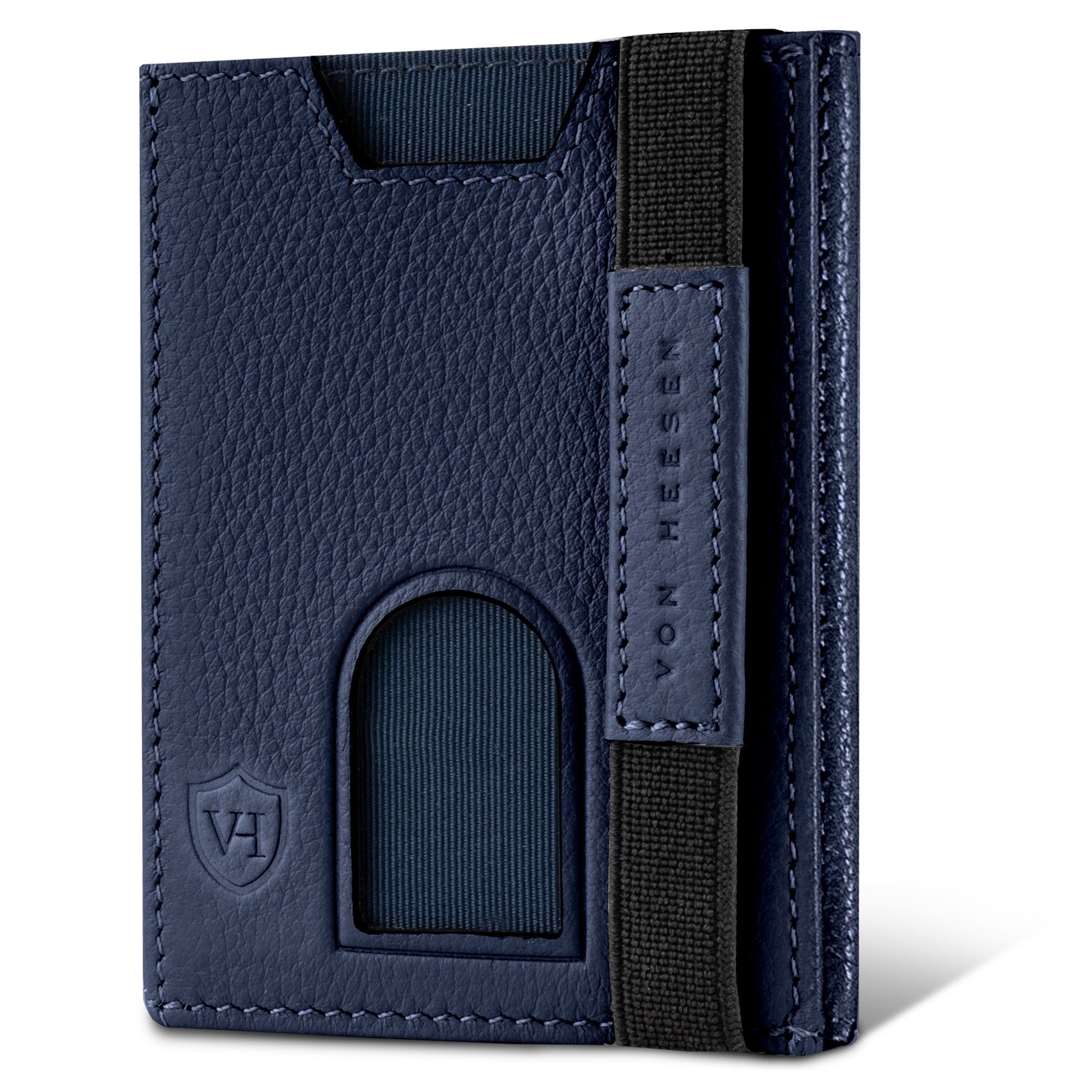 VON HEESEN Geldbörse Blau & Wallet Wallet inkl. Slim Mini-Münzfach, Geldbeutel Geschenkbox Whizz Portemonnaie RFID-Schutz & 5 Kartenfächer mit