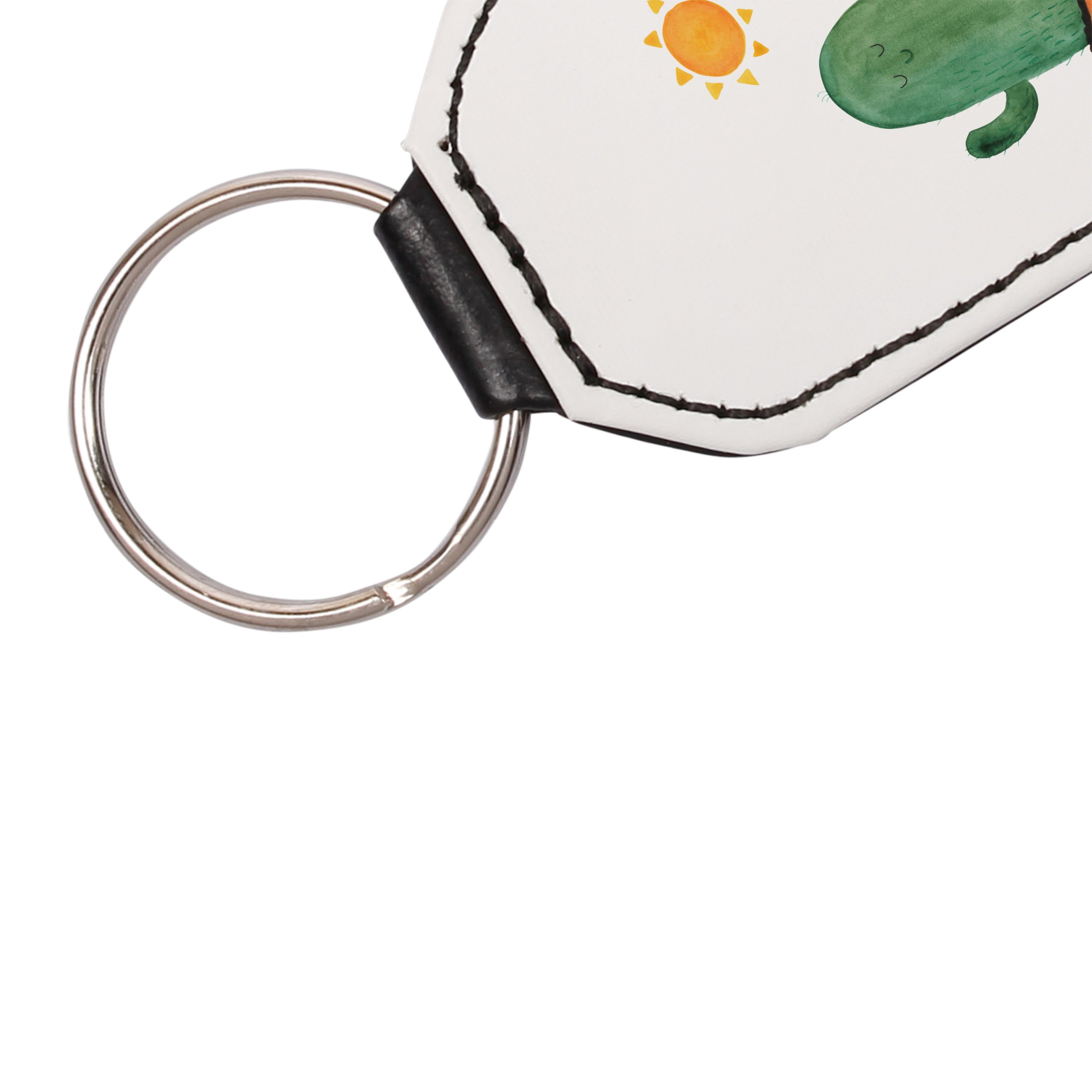Mr. & Mrs. Geschenk, Sonnenanbeter Panda (1-tlg) Schutzengel, - Taschenanhänger, Weiß Schlüsselanhänger - Kaktus