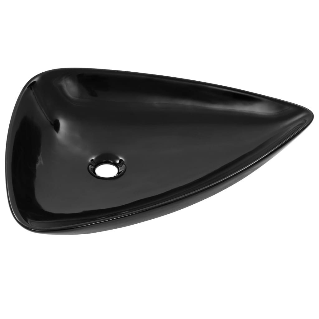 vidaXL Waschbecken Waschbecken Keramik Dreiecksform Schwarz günstig online kaufen