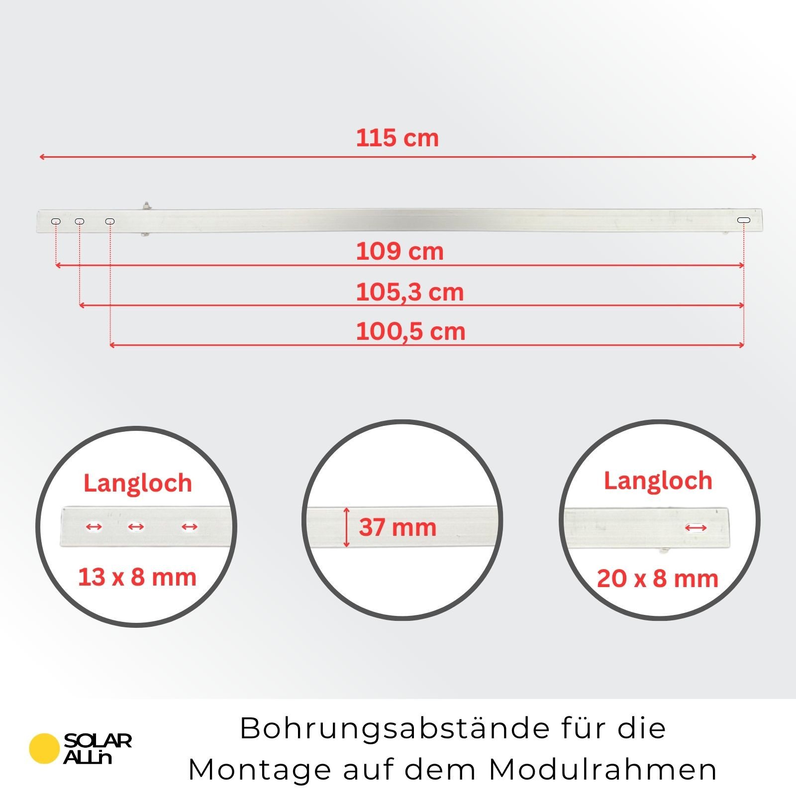 smartEC Solarmodul-Halterung SOLAR ALLin Universal Montage-Set für Solarmodule - Befestigungssystem, (Neigungswinkel 20–35° Flexible Ausrichtung Einfache Montage)