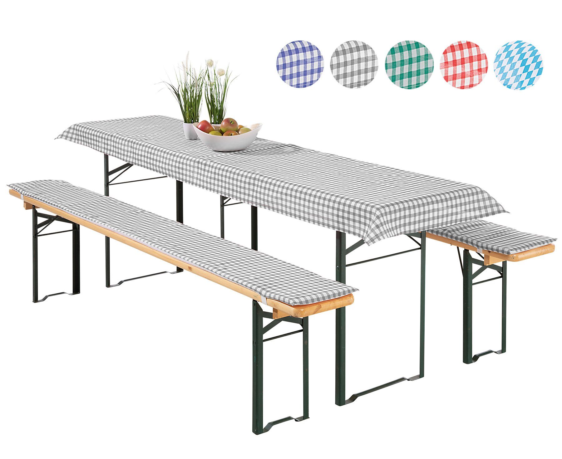 heimtexland Hussen-Set Bierzeltgarnitur Polster Auflagen Set 3-teilig, Karo günstig online kaufen