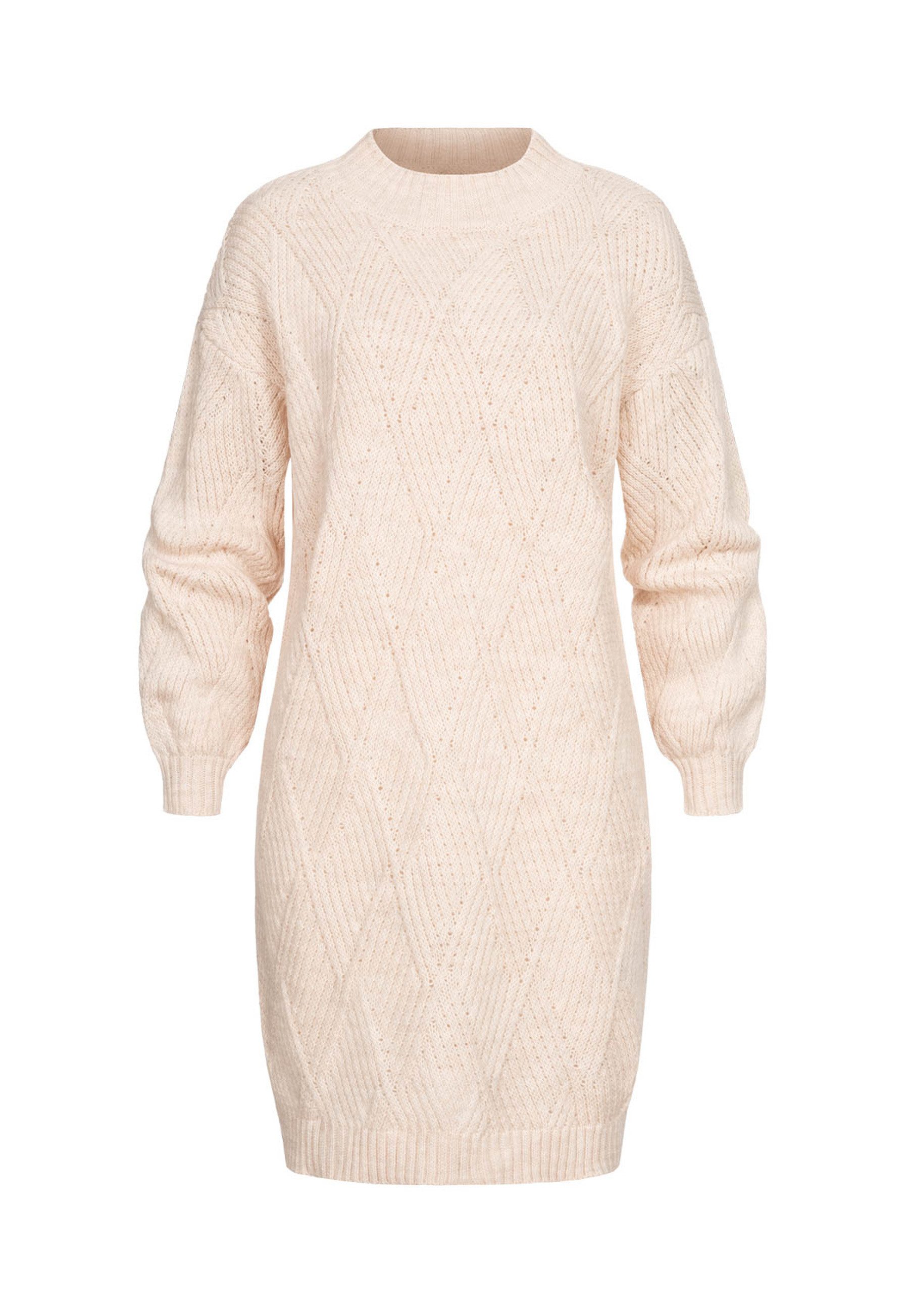 CLOUD 5IVE Shirtkleid CLOUD 5IVE Strickkleid mit Rautenmuster und hohem Kragen (1-tlg)