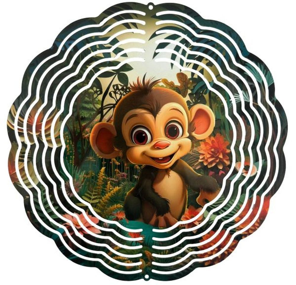 Ladreas Windspiel Edelstahl 3D Windspiel Windspinner 20cm Äffchen Dschungel Comic WI65