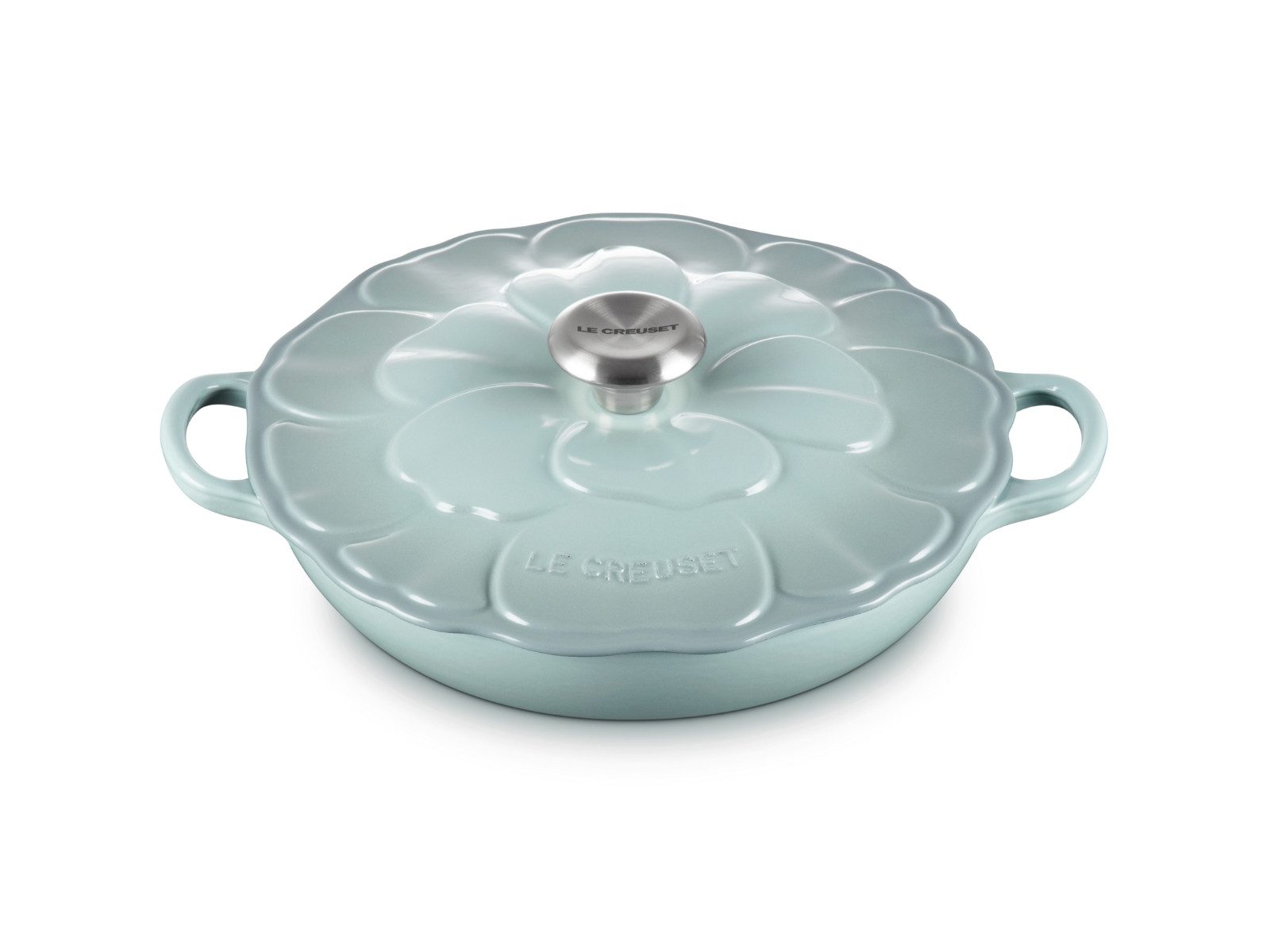 LE CREUSET Kochtopf Signature Gourmet-Profitopf Blume sea salt 26cm, Emailliertes Gusseisen