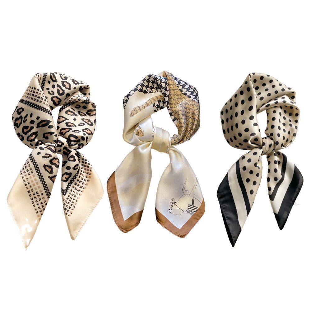Zaewry Seidentuch Damen Seide Gefühl Schal Halstuch Schal Frauen Seidenschal, (3-St), Seidentuch Scarf Bandana Taschentuch Ansatz Handgelenk