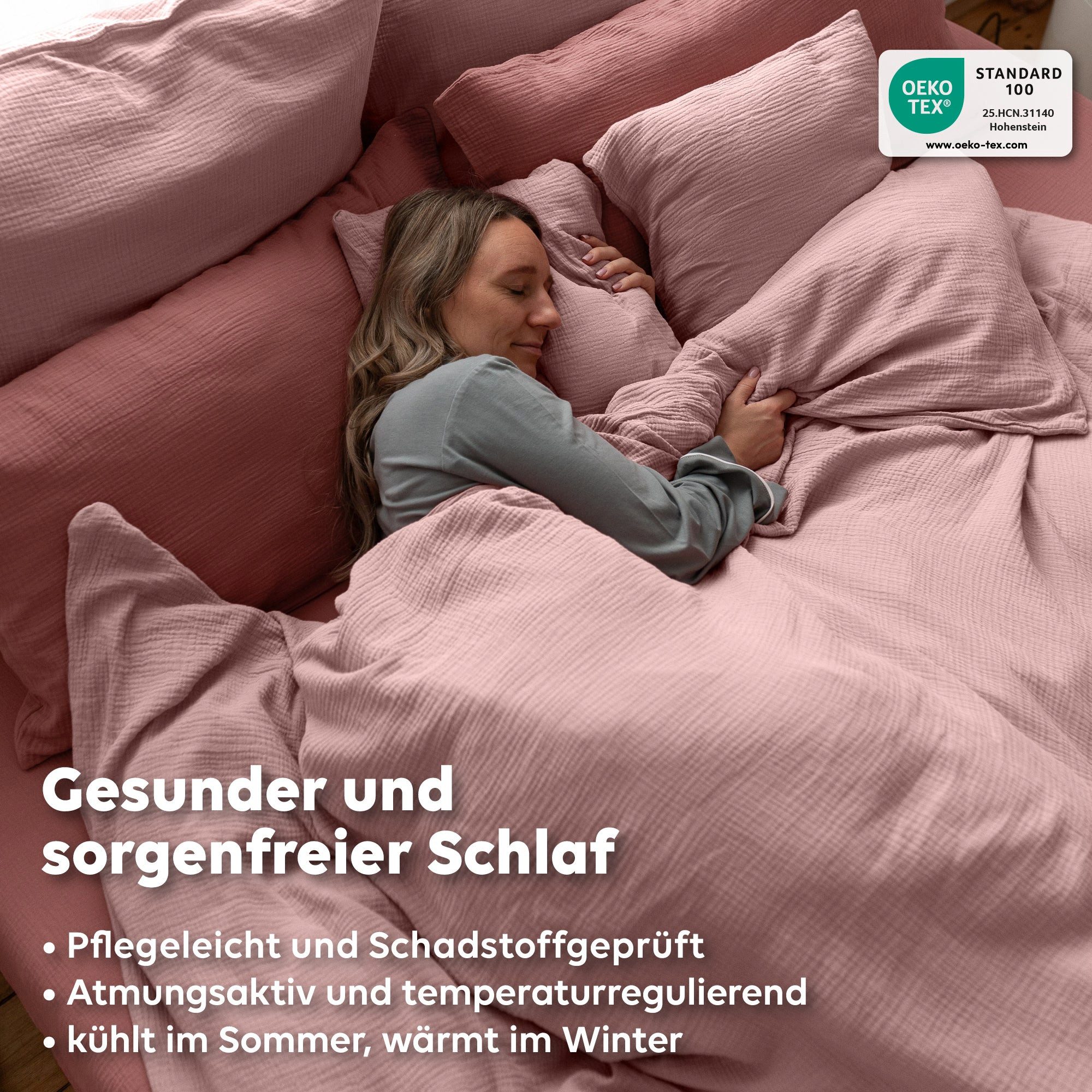 lilimaus Bettwäsche Musselin Bettbezug-Set 135x200 155x220 200x200 - Baumwolle, 2 teilig, Set mit seitlichem Reißverschluss - kühl im Sommer, warm im Winter