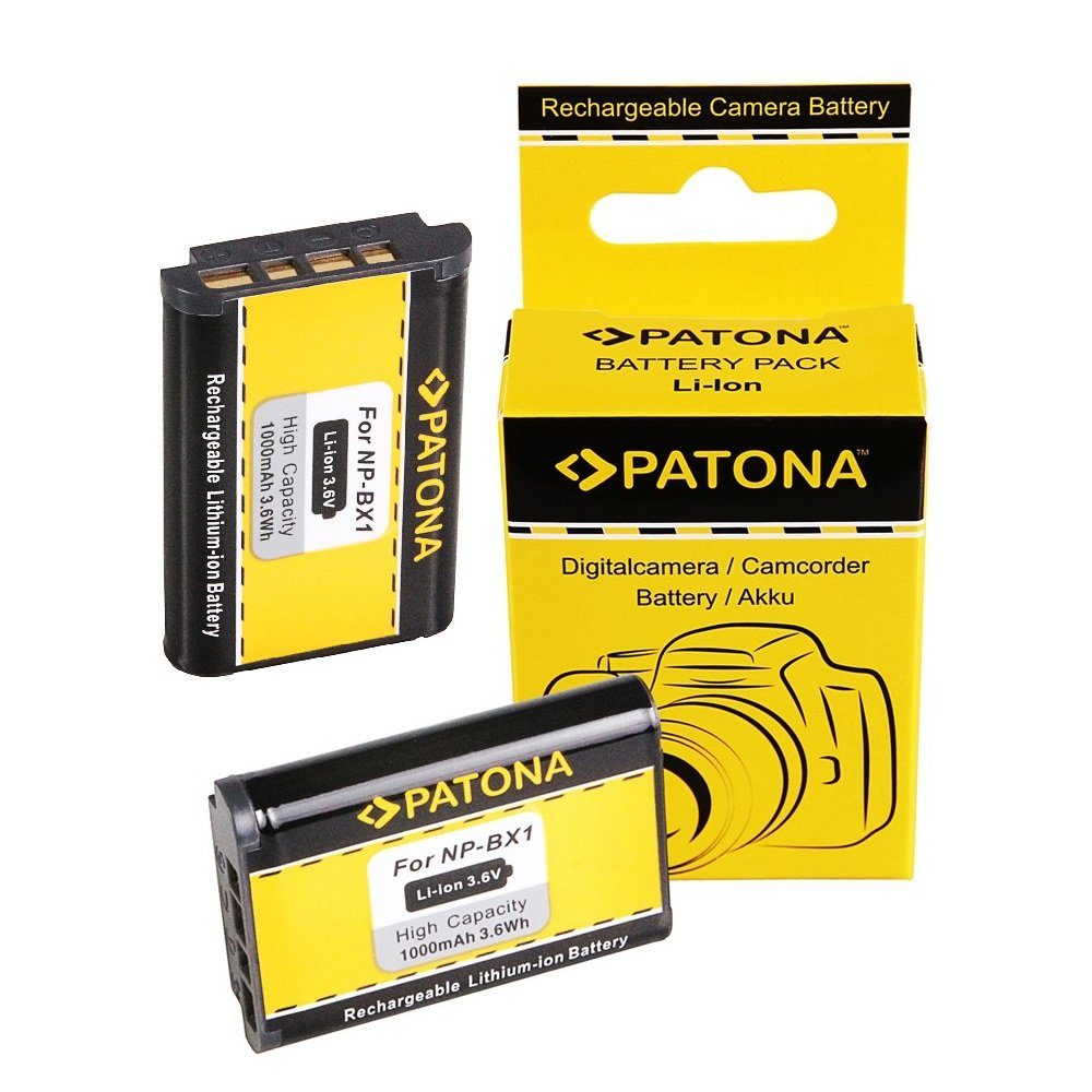 Patona 2x Akku für Sony NP-BX1 Kamera-Akku Ersatzakku Kameraakku 1000 mAh (3,6 V, 2 St), NPBX1 DSC-RX100 DSC RX100 BX1