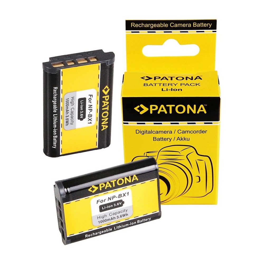 Patona 2x Akku für Sony NP-BX1 Kamera-Akku Ersatzakku Kameraakku 1000 mAh (3,6 V, 2 St), NPBX1 DSC-RX100 DSC RX100 BX1