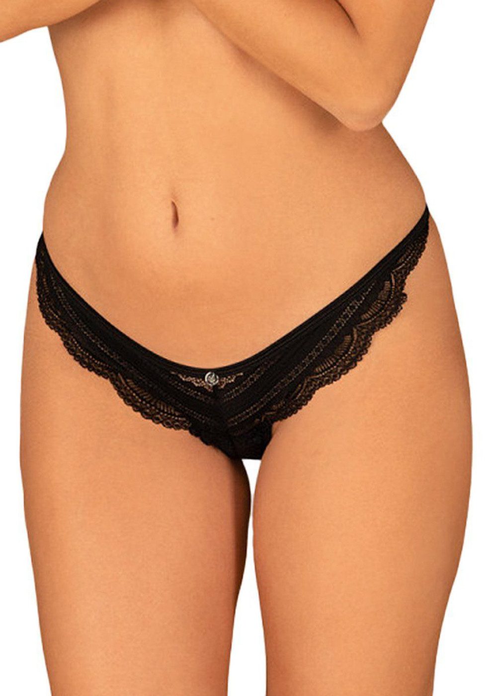 Slip Ivannes Slip transparent mit Schleife überm Po - schwarz