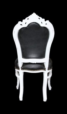 Casa Padrino Esszimmerstuhl Barock Esszimmer Stuhl Schwarz/Weiß Lederoptik Möbel Antik Stil