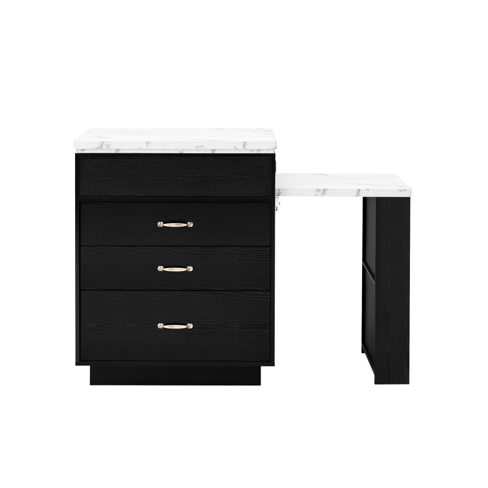 BBWL Kücheninsel mit Rollen Ausziehbarer Esstisch mit LED-Beleuchtung, Steckdosen, Kücheninsel, Sideboard und Bartisch – Bild 2 von 5