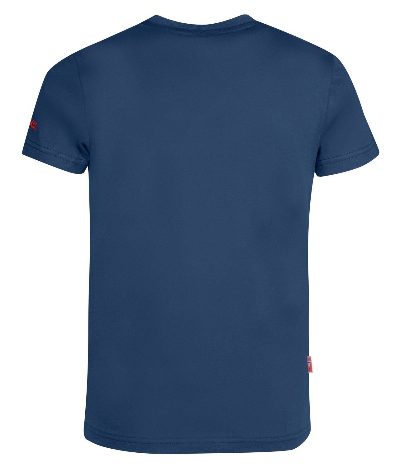 T-Shirt 100% aus Kroksand Mystikblau/Hellrot Bio-Baumwolle TROLLKIDS