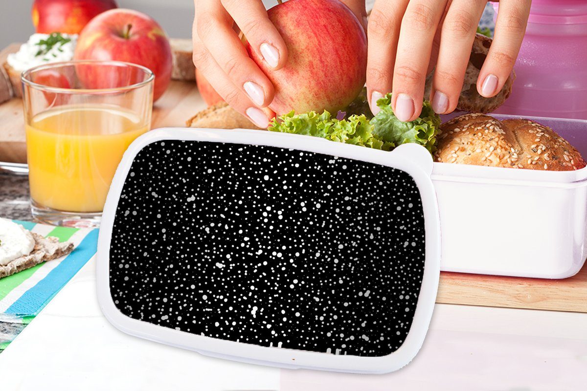 MuchoWow Lunchbox Schwarz - Brotdose, Brotbox Jungs dots, Polka und Mädchen für - Kinder Muster (2-tlg), und für Weiß - Erwachsene, Kunststoff