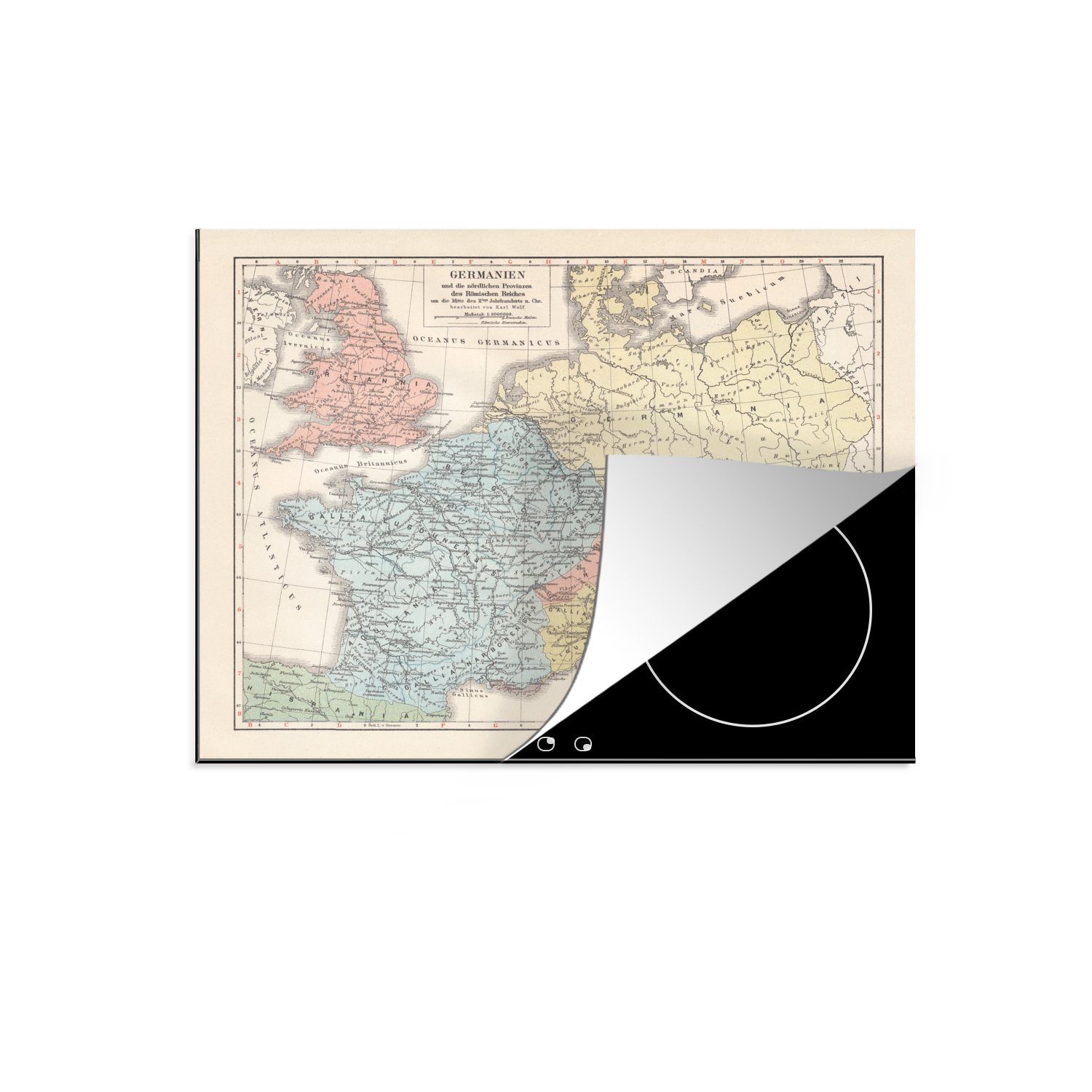 MuchoWow Herdblende-/Abdeckplatte Römisches Reich - Farben - Vintage, Vinyl, (1 tlg), 60x52 cm, Mobile Arbeitsfläche nutzbar, Ceranfeldabdeckung