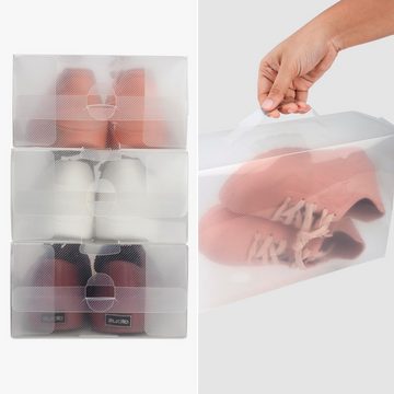 Kurtzy Organizer Klar Kunststoff Schuhkästen (10 Stück) - Platzsparend, Transparente Plastikschuhboxen (10 Stk) - Platzsparende Aufbewahrung