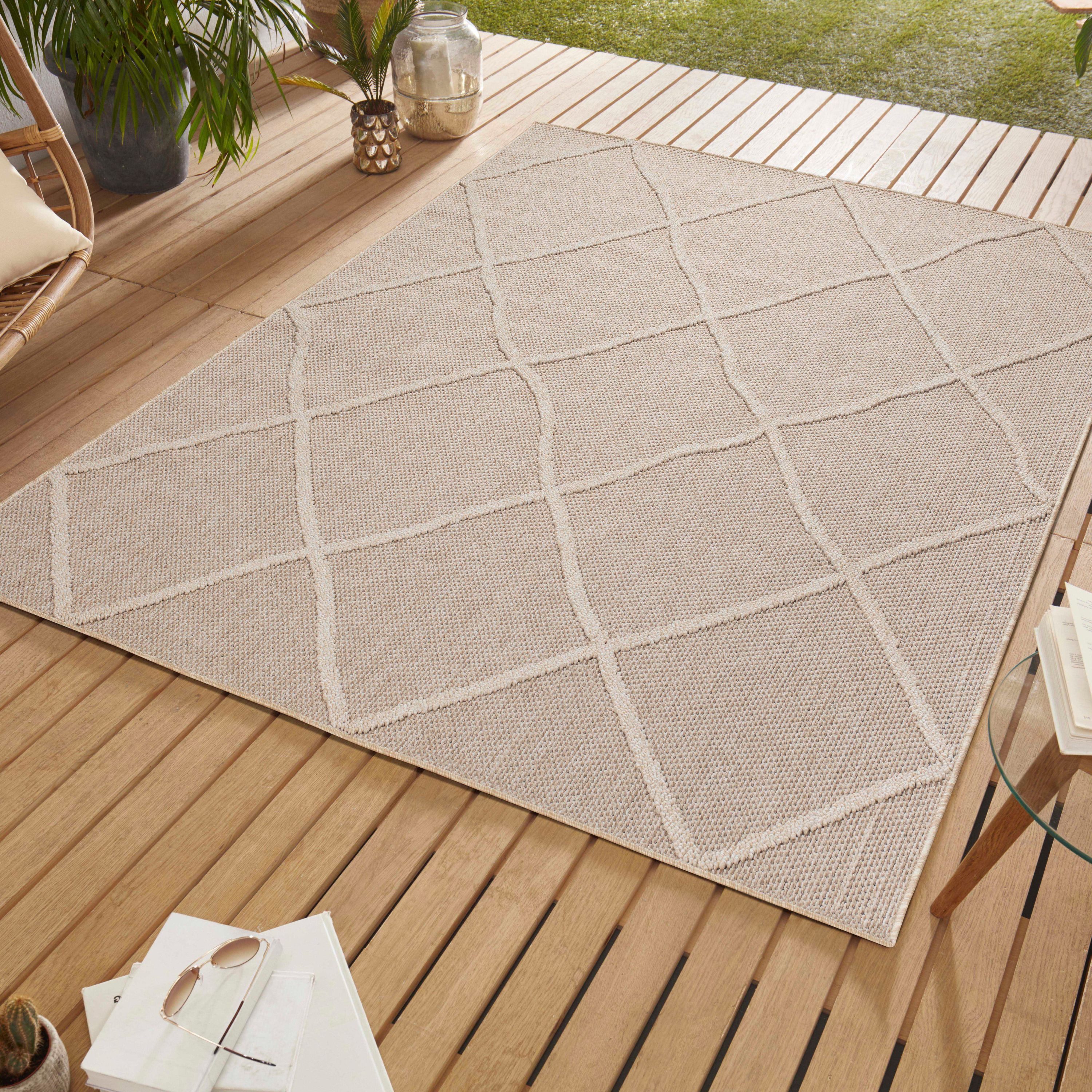 SIMPEX24 Outdoorteppich Boho Design, Läufer, Höhe: 8 mm, In & Outdoor Teppich Beige Boho Design für Küchen Balkon Terrasse