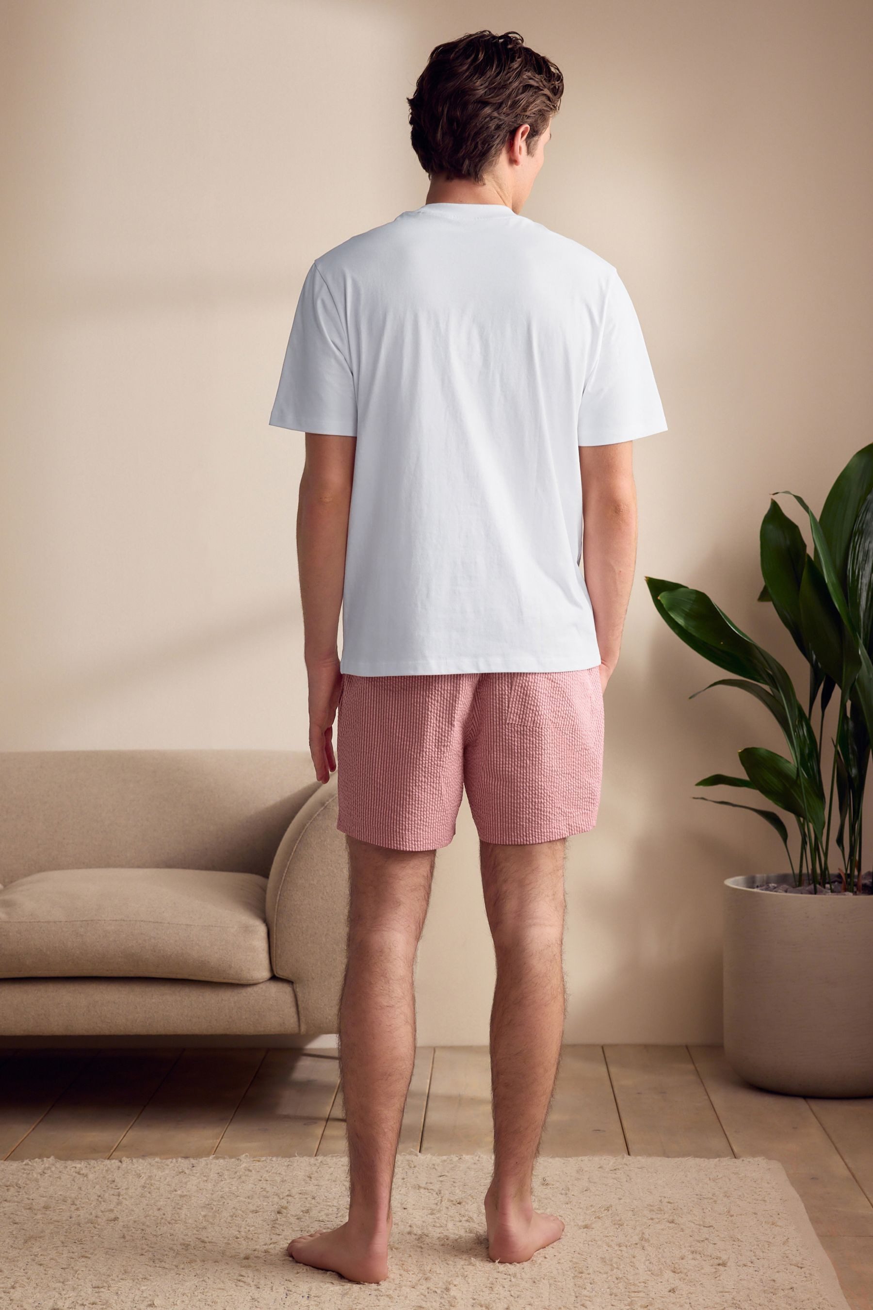 Next Pyjama Gestreifter Seersucker-Schlafanzug mit T-Shirt (2 tlg) günstig online kaufen