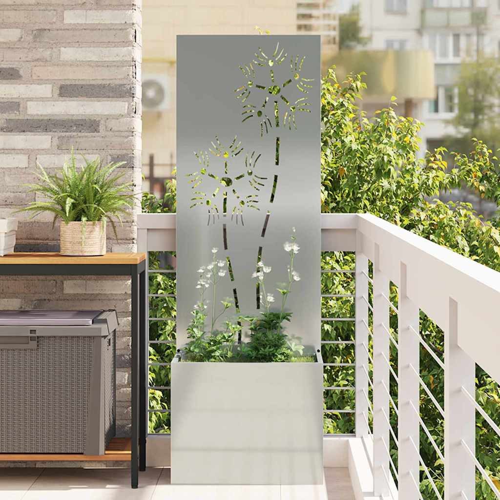 vidaXL Bild 50 x 150 cm Blumentopf mit dekorativem Paneel Silber 50x140 cm