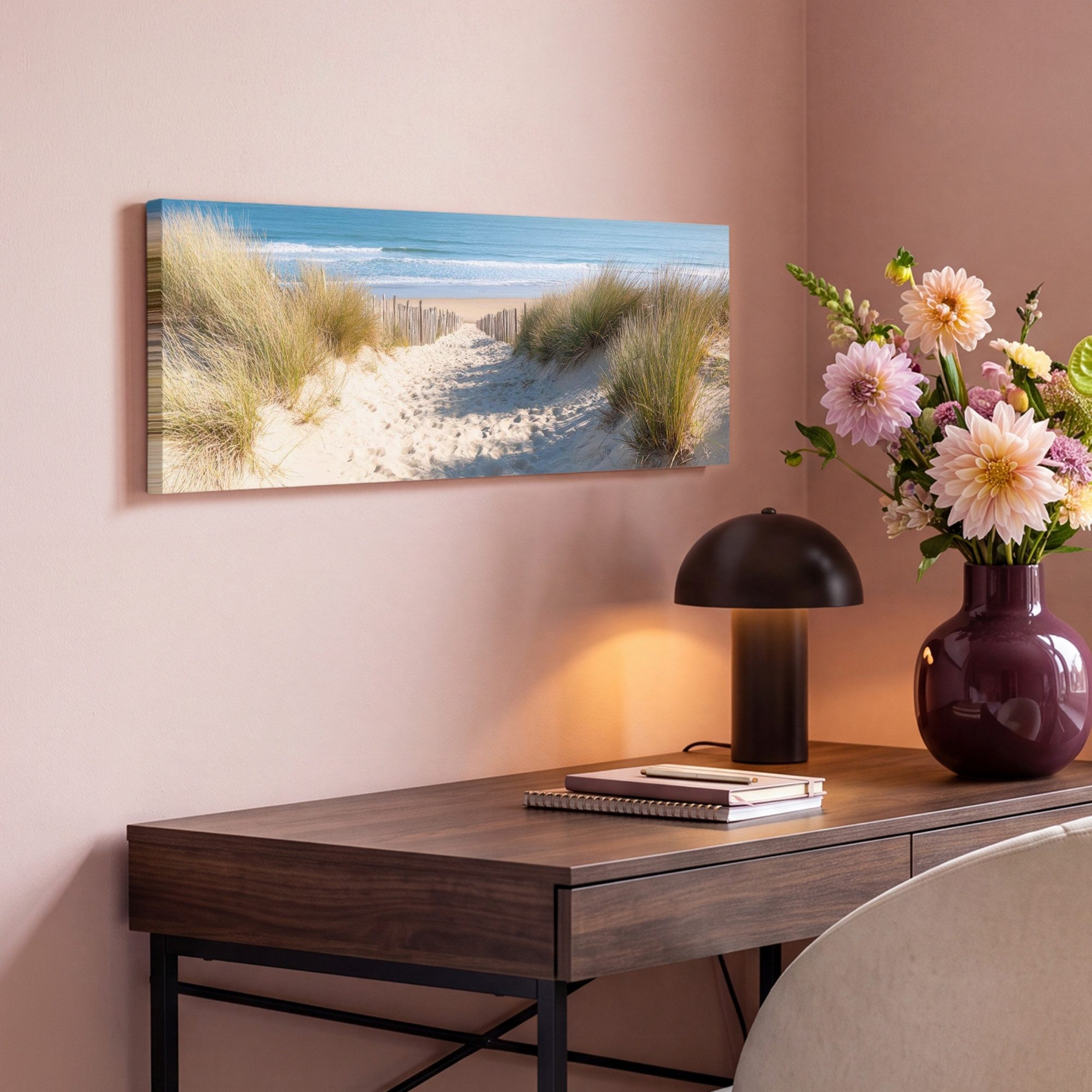 OneMillionCanvasses® Leinwandbild Panorama Strand - Meer - Düne - Sand - Sommer, Fotodruck (1 St), Wandbild, Deko Schlafzimmer Wohnzimmer Flur 60x20 cm – Bild 4 von 5