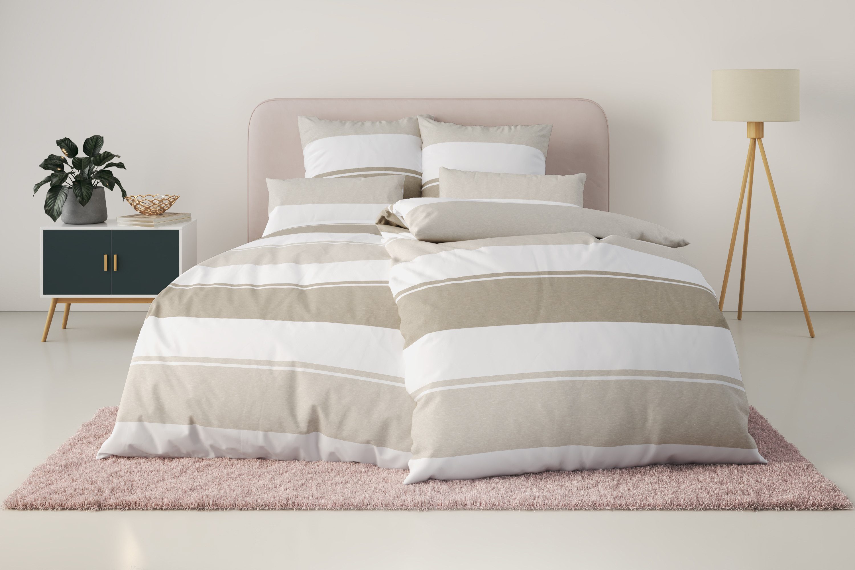 OTTO home Bettwäsche Yonne, Renforcé, 2 teilig, in frischen Farben, gestreifte Bettwäsche, ab Gr. 135x200 cm