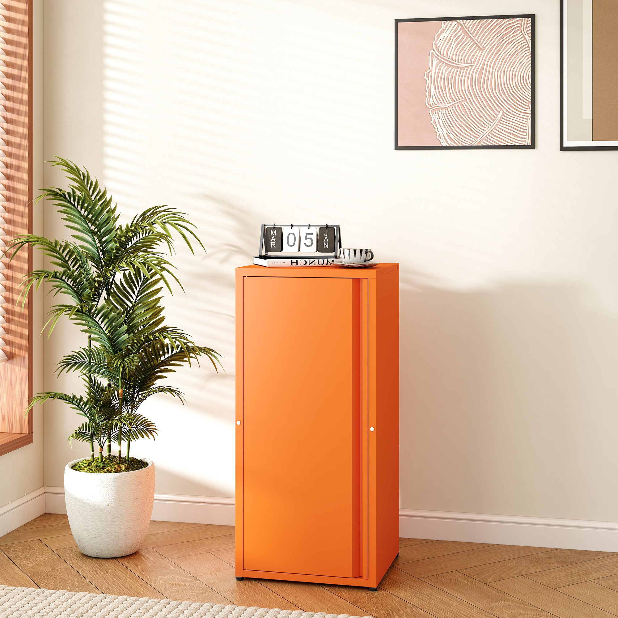en.casa Mehrzweckschrank »Burlöv« mit 1 Tür und 2 Ablagen 88x40x35 cm Orange