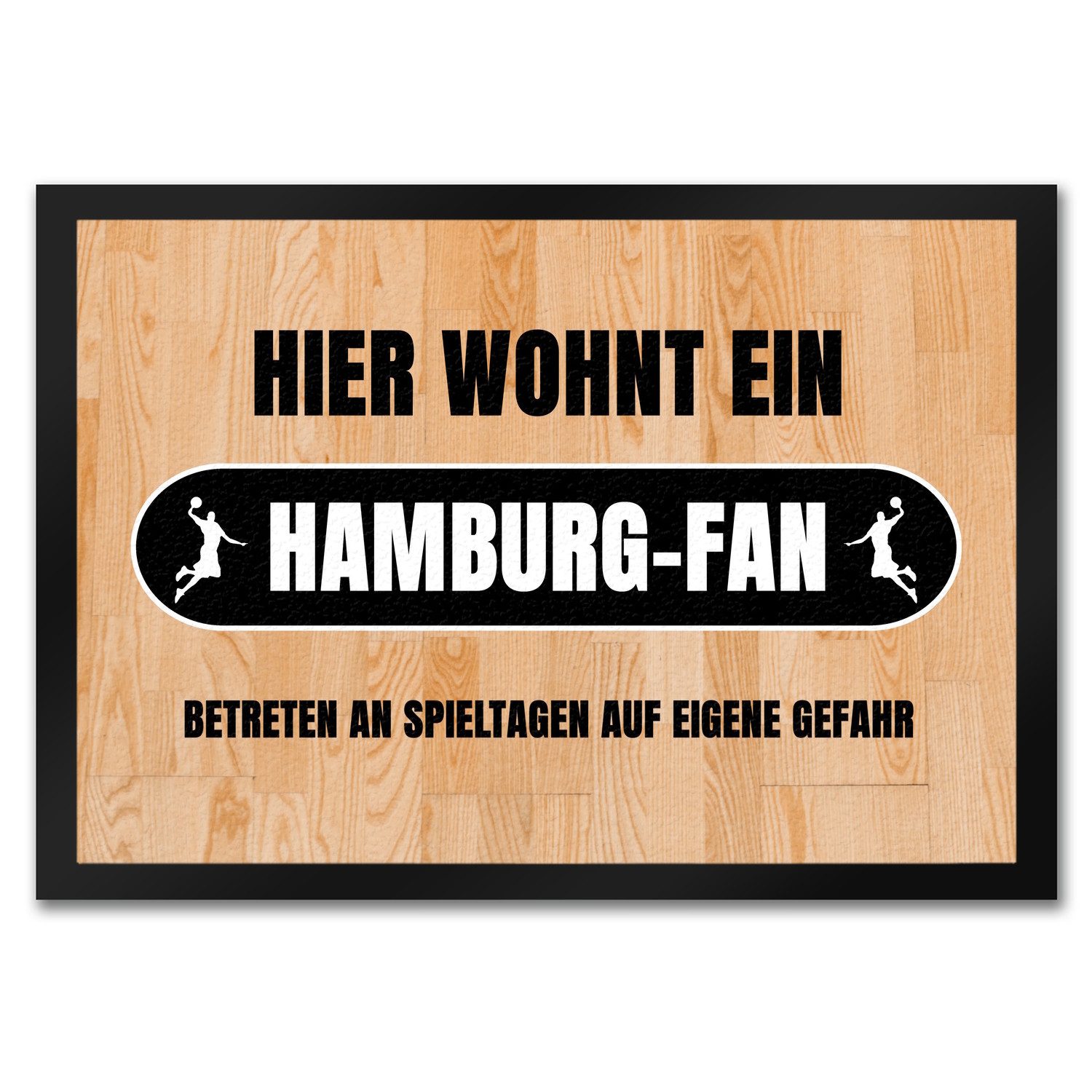 Fußmatte Hier wohnt ein Hamburg Fan Fußmatte in 35x50 cm mit Turnhallenboden