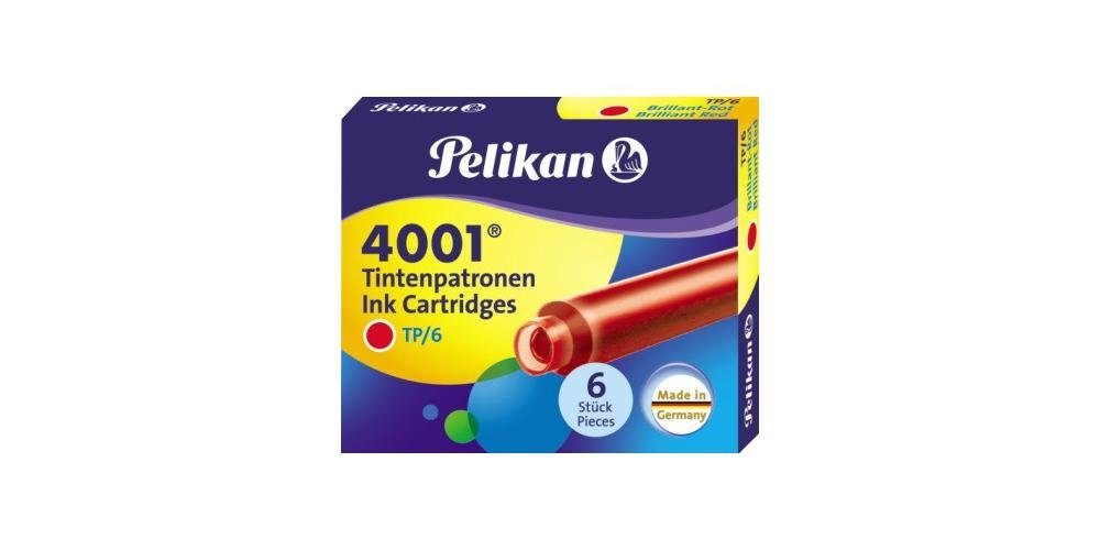 Pelikan Füllfederhalter Tintenpatrone 4001 TP/6 löschbar Standardtintenpatrone 6 nicht brillantrot St./Pack