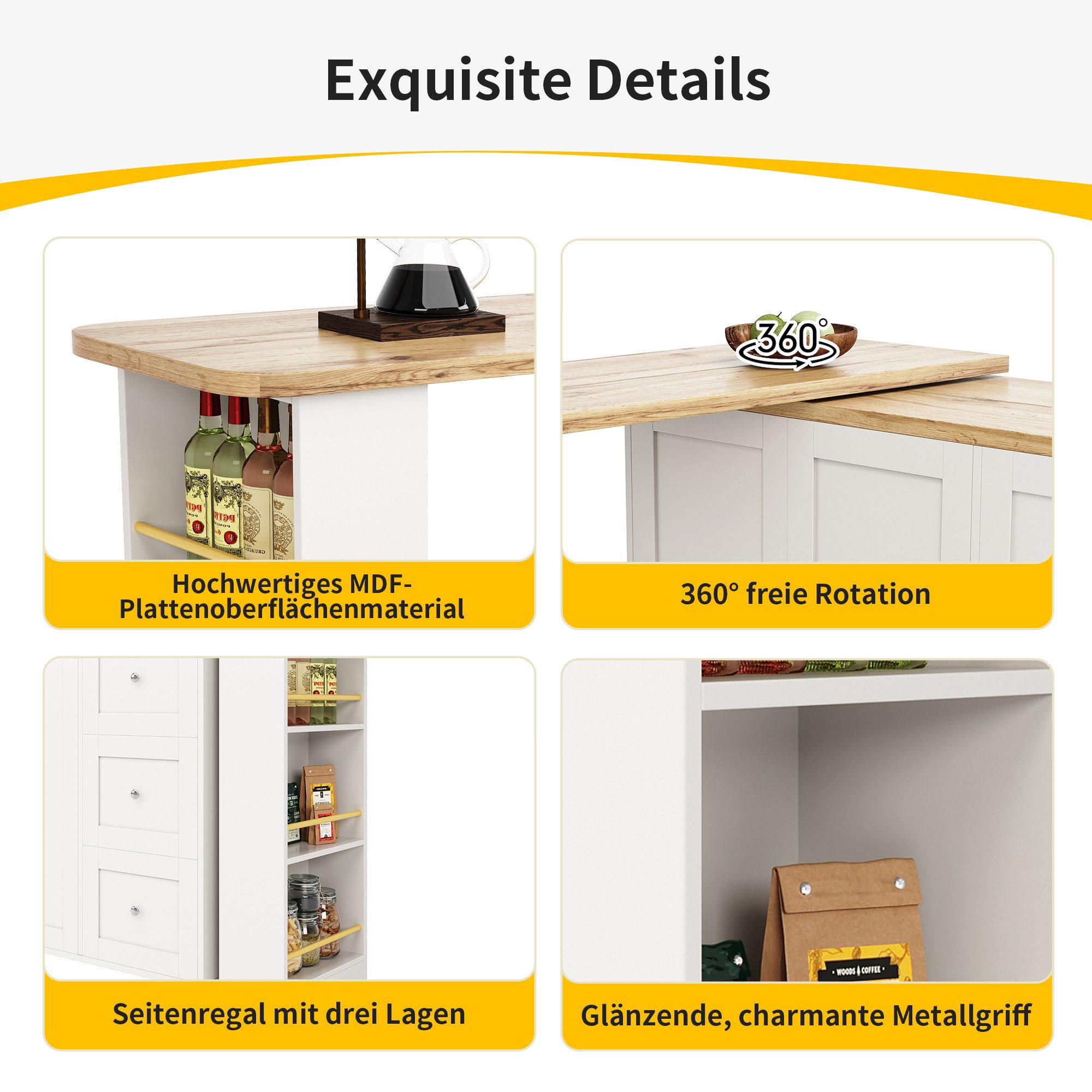 i@home Stehtisch 360° drehbarer Stehtisch auf Rollen, mit drei Schubladen ( günstig online kaufen