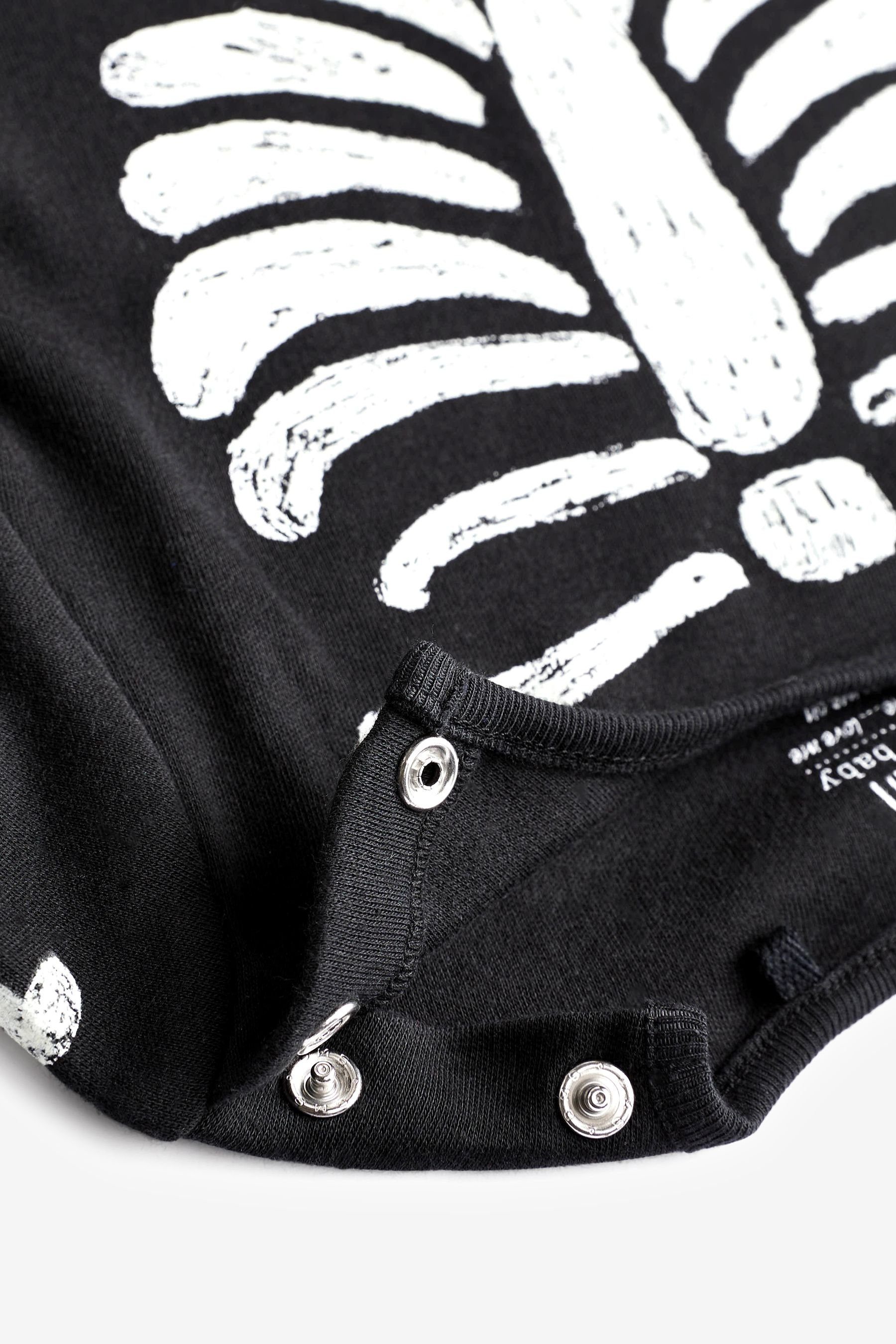 Schlafoverall Next fußloser Fluoreszierende, Black (1-tlg) Skeleton Halloween-Schlafanzug