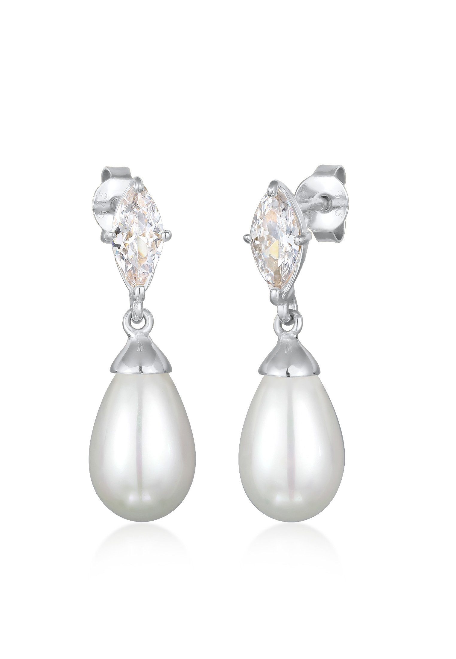 Elli Perlenohrringe Zirkonia Muschelkernperle Tropfen 925 Silber