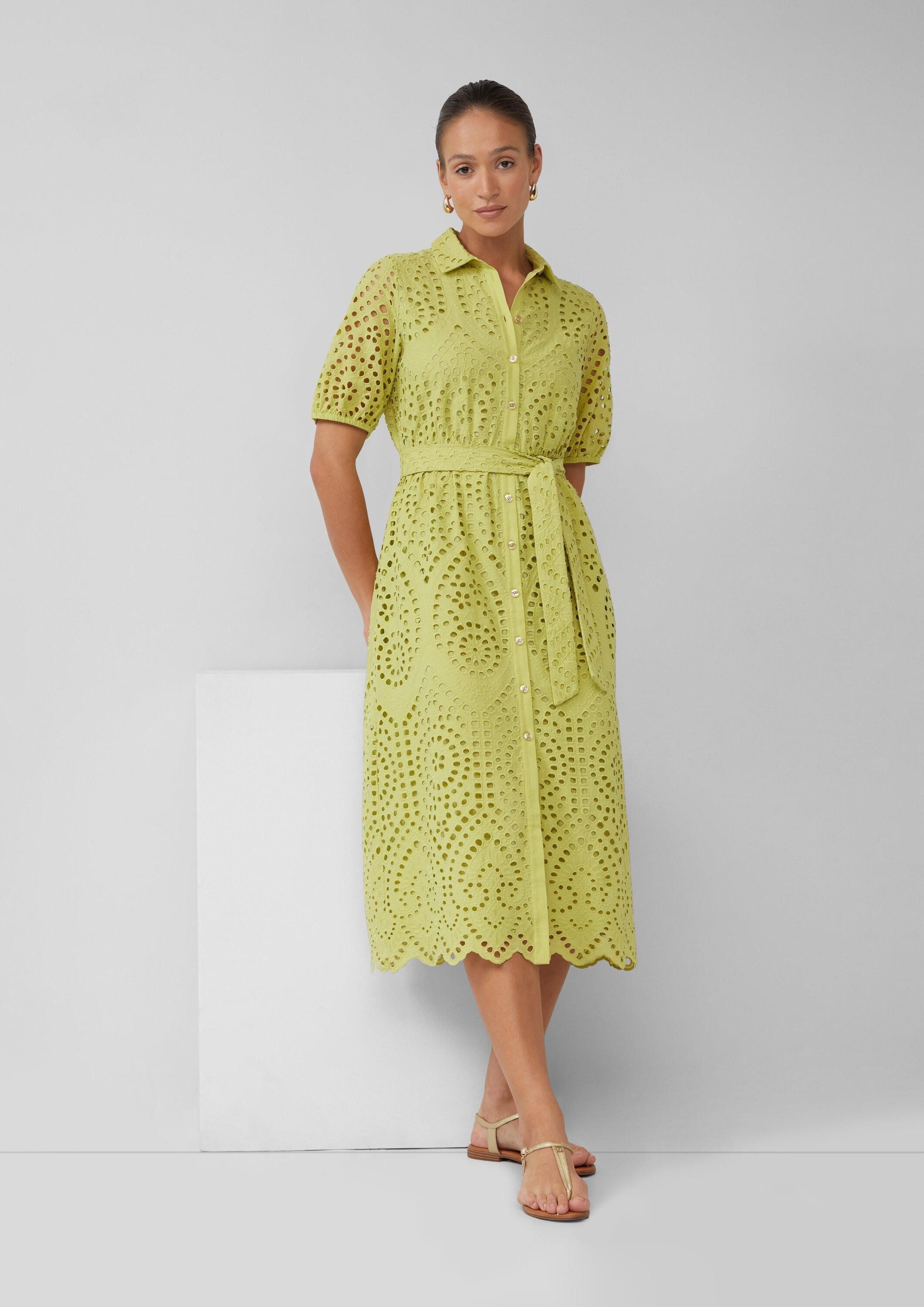 s.Oliver Midikleid Kleid Hemdblusenkleid in Midilänge aus Lochstickerei