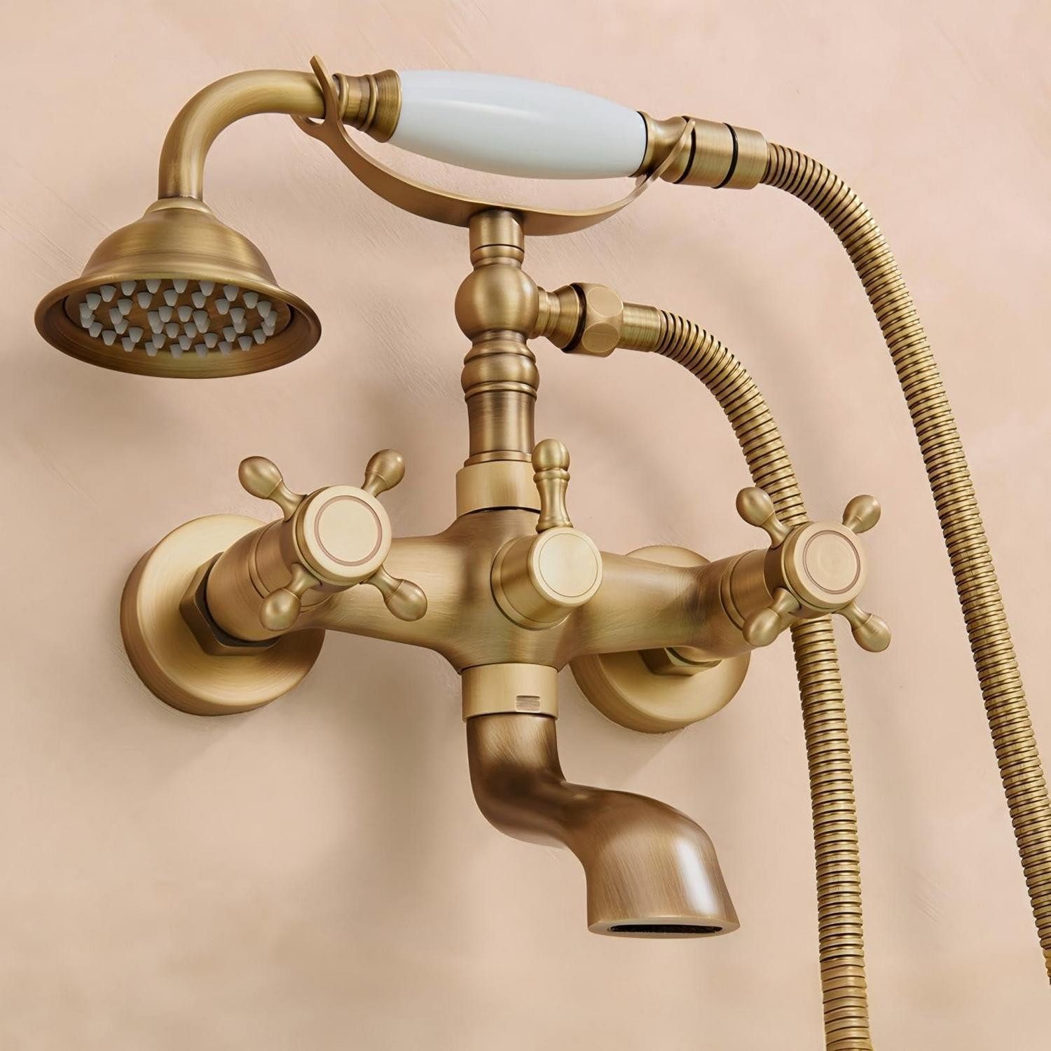 LuxusKollektion Wannenarmatur Badewannenarmatur Messing mit Handbrause (1-St)