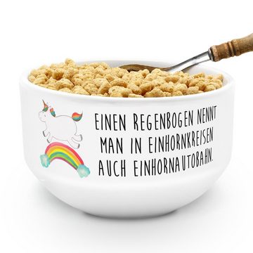 Mr. & Mrs. Panda Müslischale Einhorn Regenbogen - Weiß - Geschenk, Müslischale, Unicorn, Einhornau, Keramik, (1-tlg), Design & Qualität