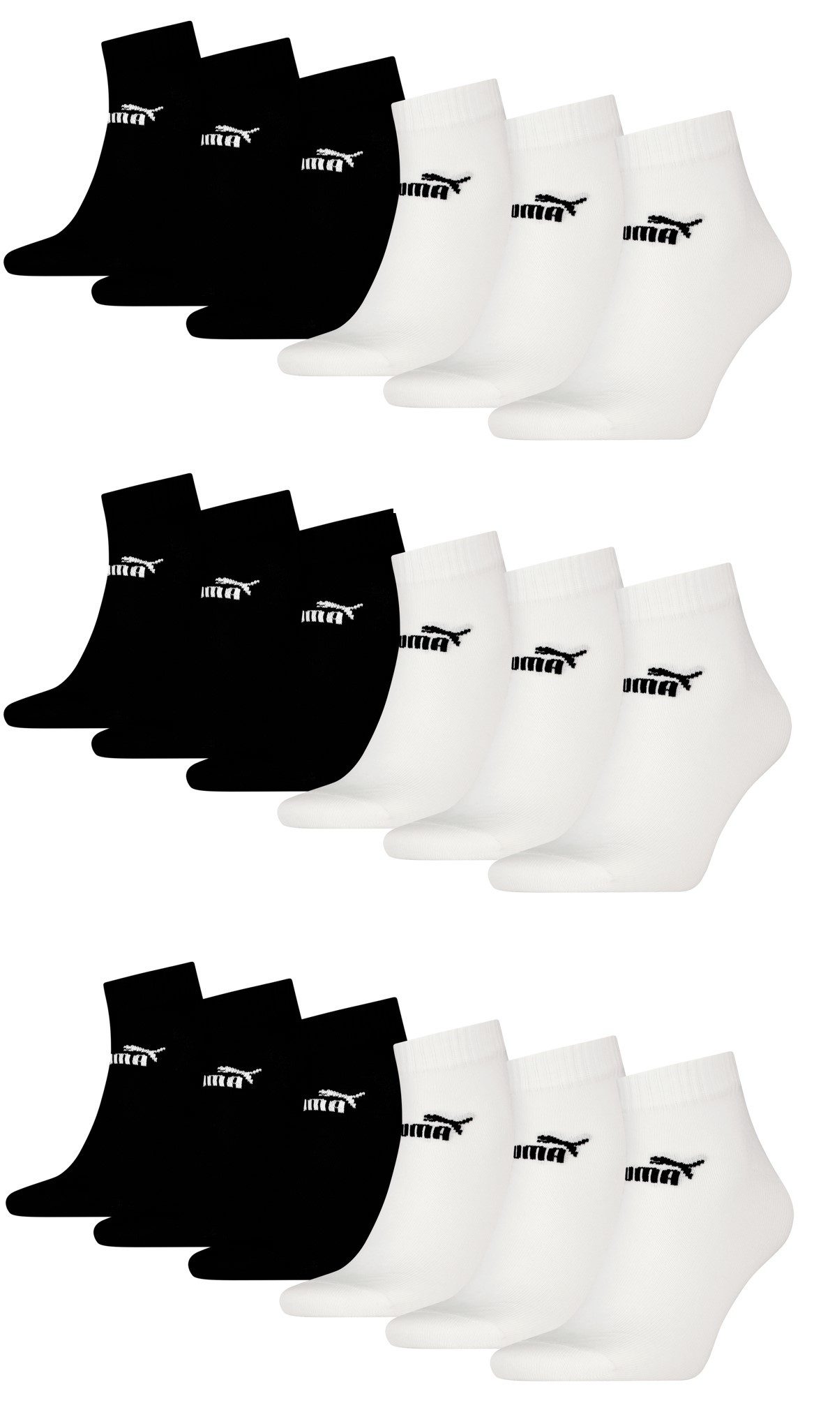 PUMA Sportsocken PUMA Quarter Socken Sneaker knöchelhoch für Damen Herren 18er Pack (18-Paar, 18 Paar) Logoschriftzug
