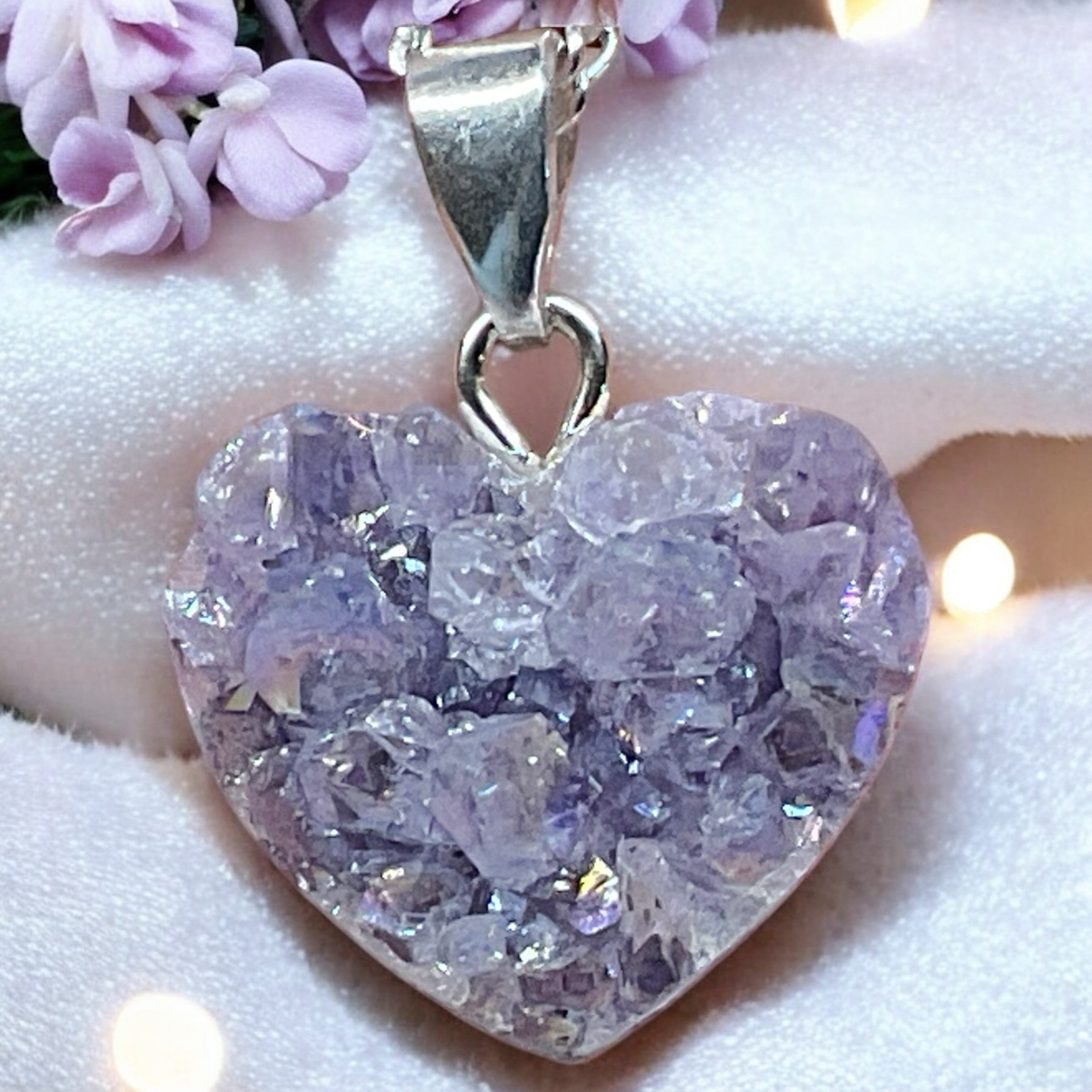 Steinfixx® Herzanhänger Amethyst Kristallcluster - 925 Silber - Titanium Aura (natürlich, elegant durch Veredelung, 1-tlg., inclusive Geschenkbox, Handmade), mi – Bild 5 von 5