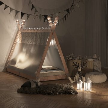 VitaliSpa® Kinderbett Kinderhausbett 80x160cm TIPI Weiß Überwurf