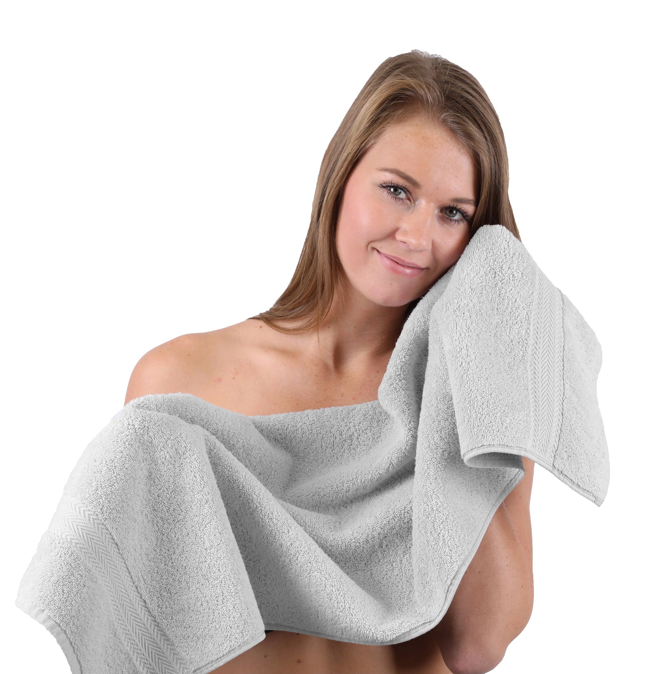 Handtuch-Set 100% Baumwolle Farbe Betz Set silbergrau, und 10-TLG. apfelgrün Handtuch Classic