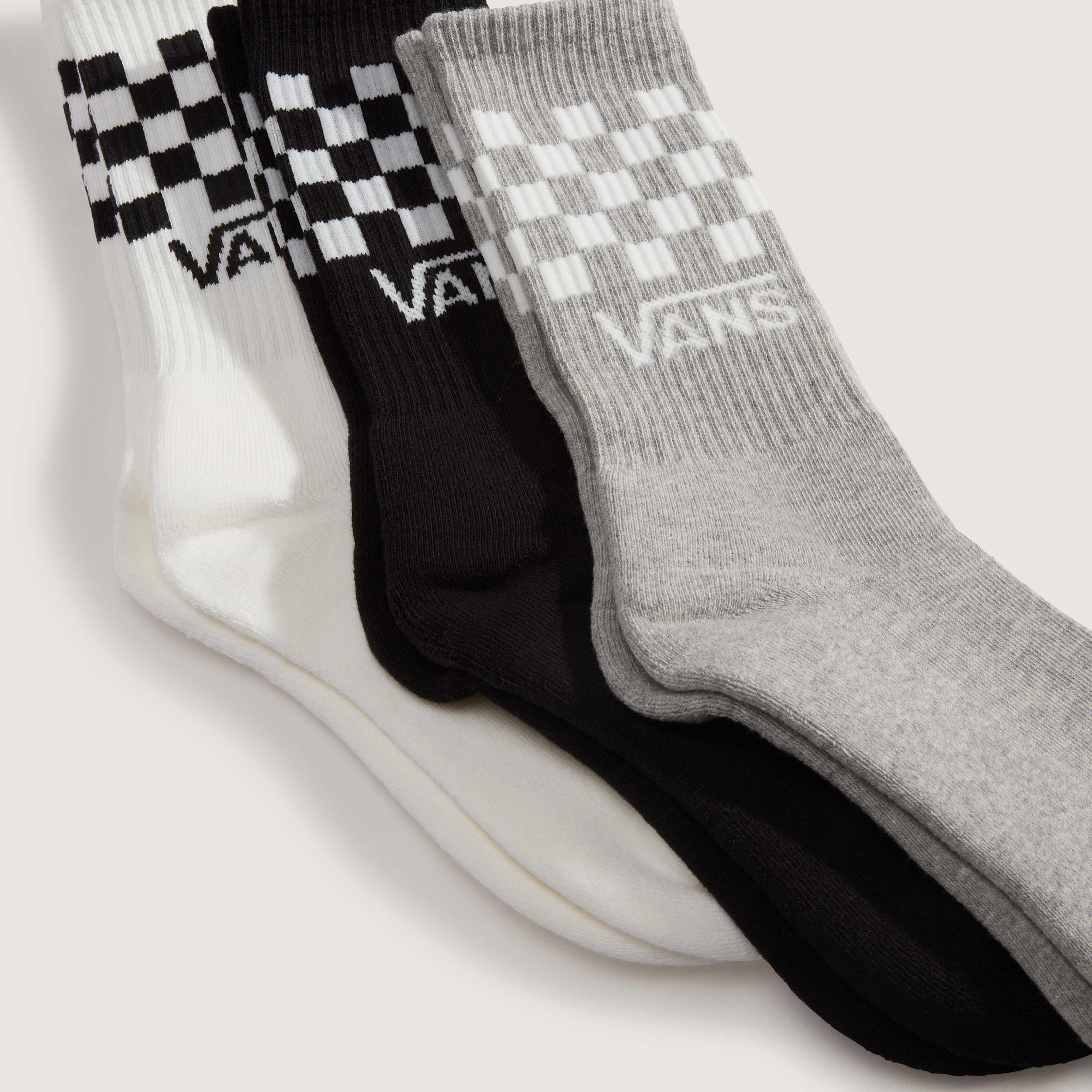 Vans Socken CLASSIC CHECK CREW (3-Paar) 3er Pack, sportlicher Stil, in den Größen S, M und L