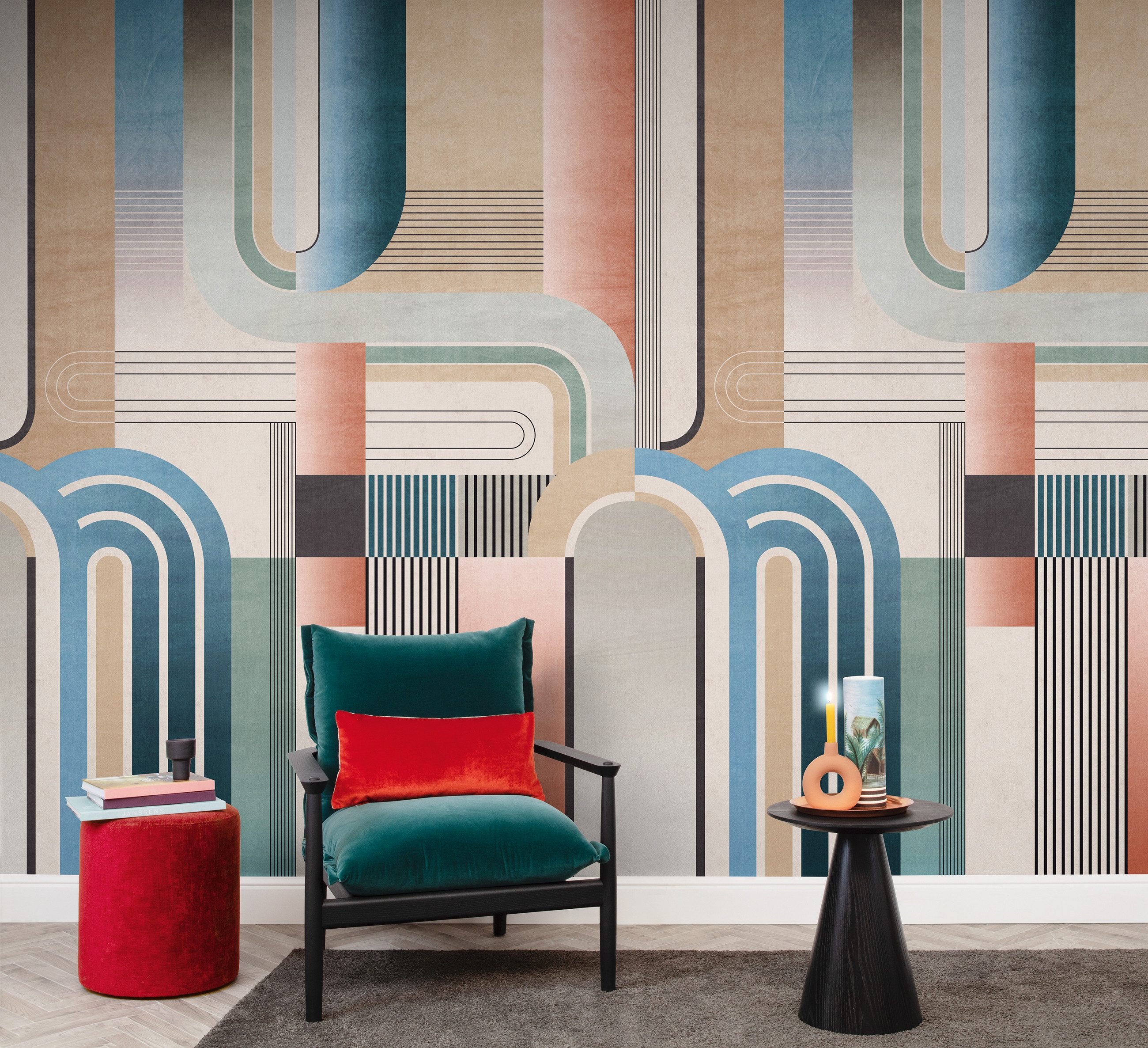 Rasch Fototapete Dynamik mit Retro-Touch- Roomblush Vintage Twist RB466 - 2,80m x 2,12m, glatt, Retro, Modern, (1 St), Dynamisches Design mit Retro-Touch