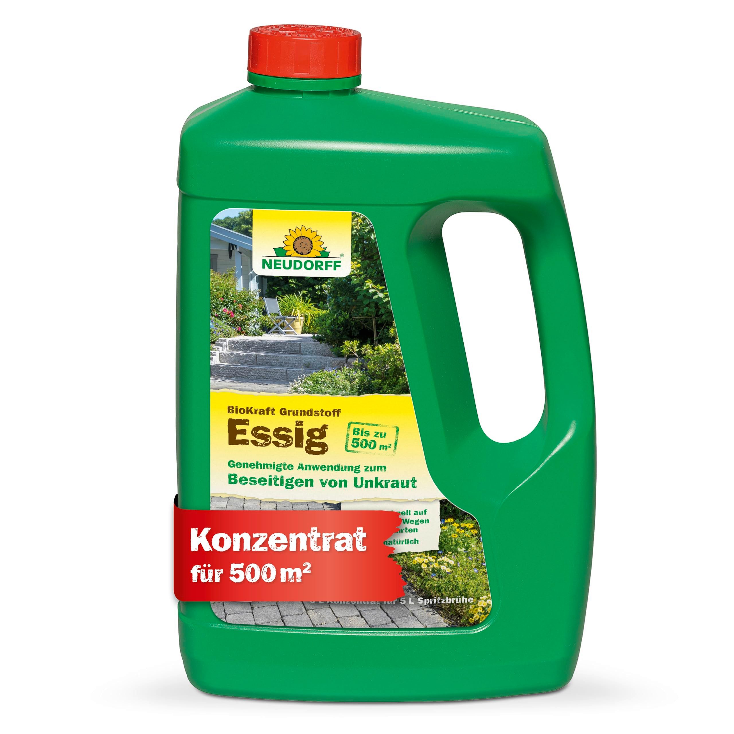 Neudorff Unkrautbekämpfungsmittel Neudorff BioKraft Grundstoff Acetum Essig 3 l (Konzentrat) für 500m², 1 St., 100% natürlicher Unkrautvernichter befestigte Flächen wie Wege und Terrassen, Grundstoff Acetum aus Essig in Lebensmittelqualität