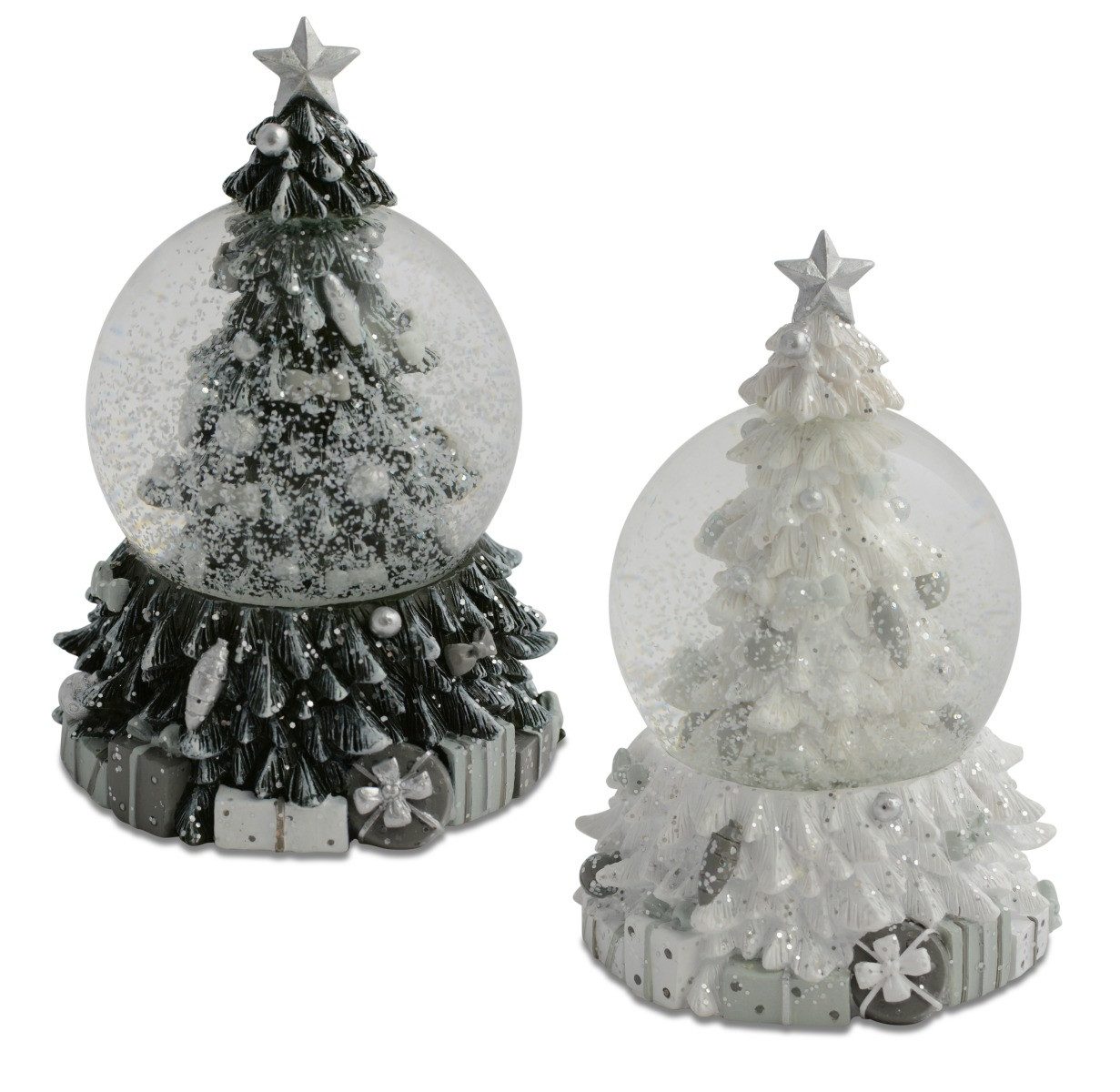 RIFFELMACHER & WEINBERGER Schneekugel Schneekugel Tannenbaum 12 cm, Weiß & Anthrazit