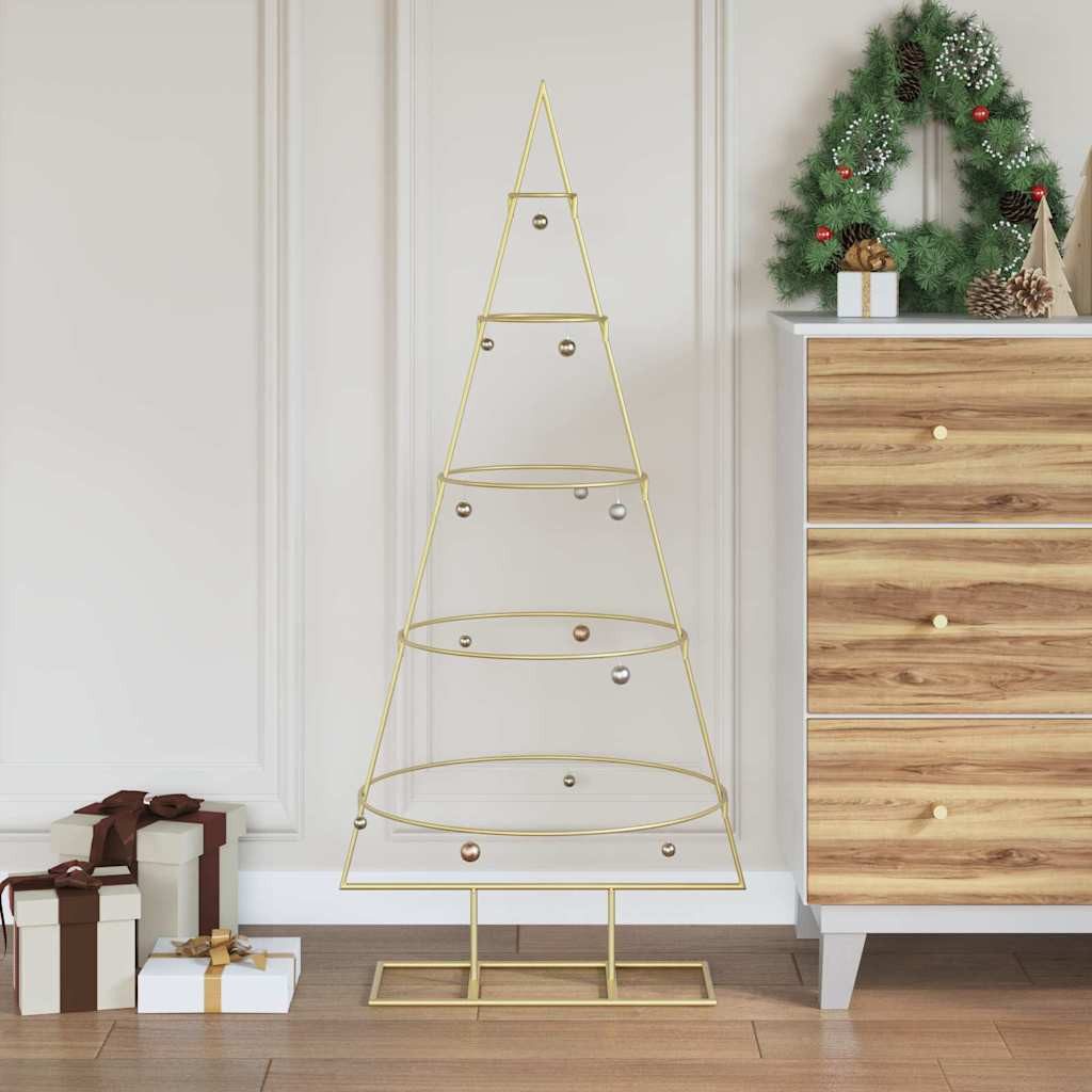 vidaXL Künstlicher Weihnachtsbaum Metall-Weihnachtsbaum mit Ständer KUOPIO 124.5 cm Stahl Gold – Bild 2 von 5