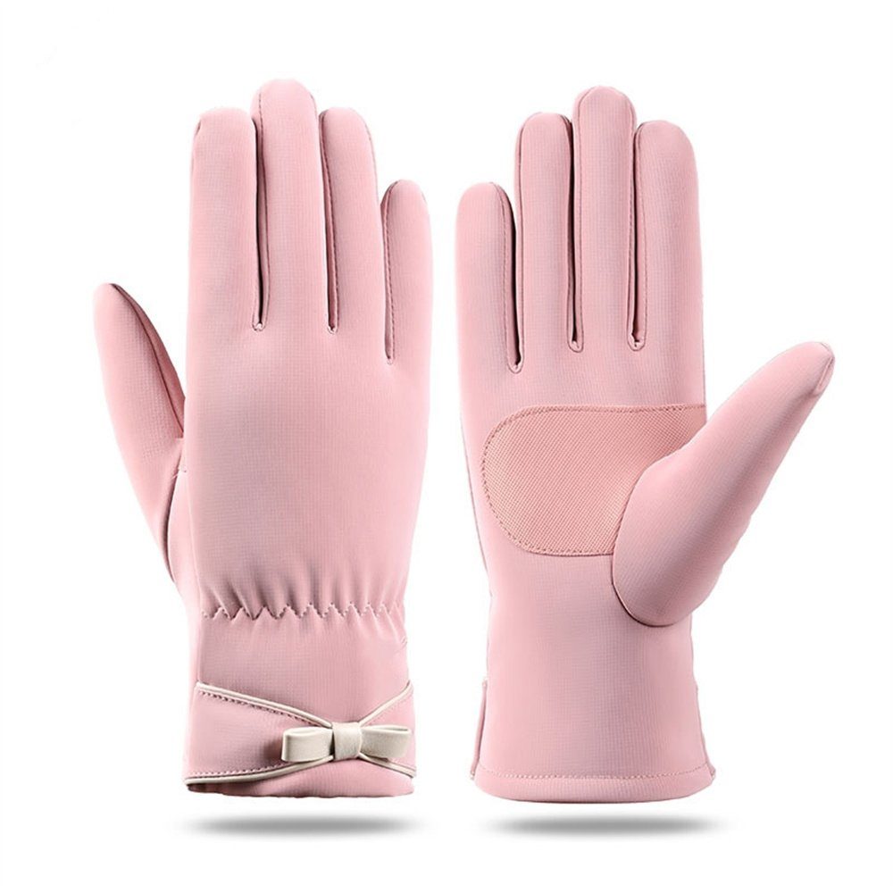 Rouemi Skihandschuhe Damenhandschuhe, Outdoor Reiten Warm Wasserdicht Bowknot Handschuhe Rosa | Handschuhe