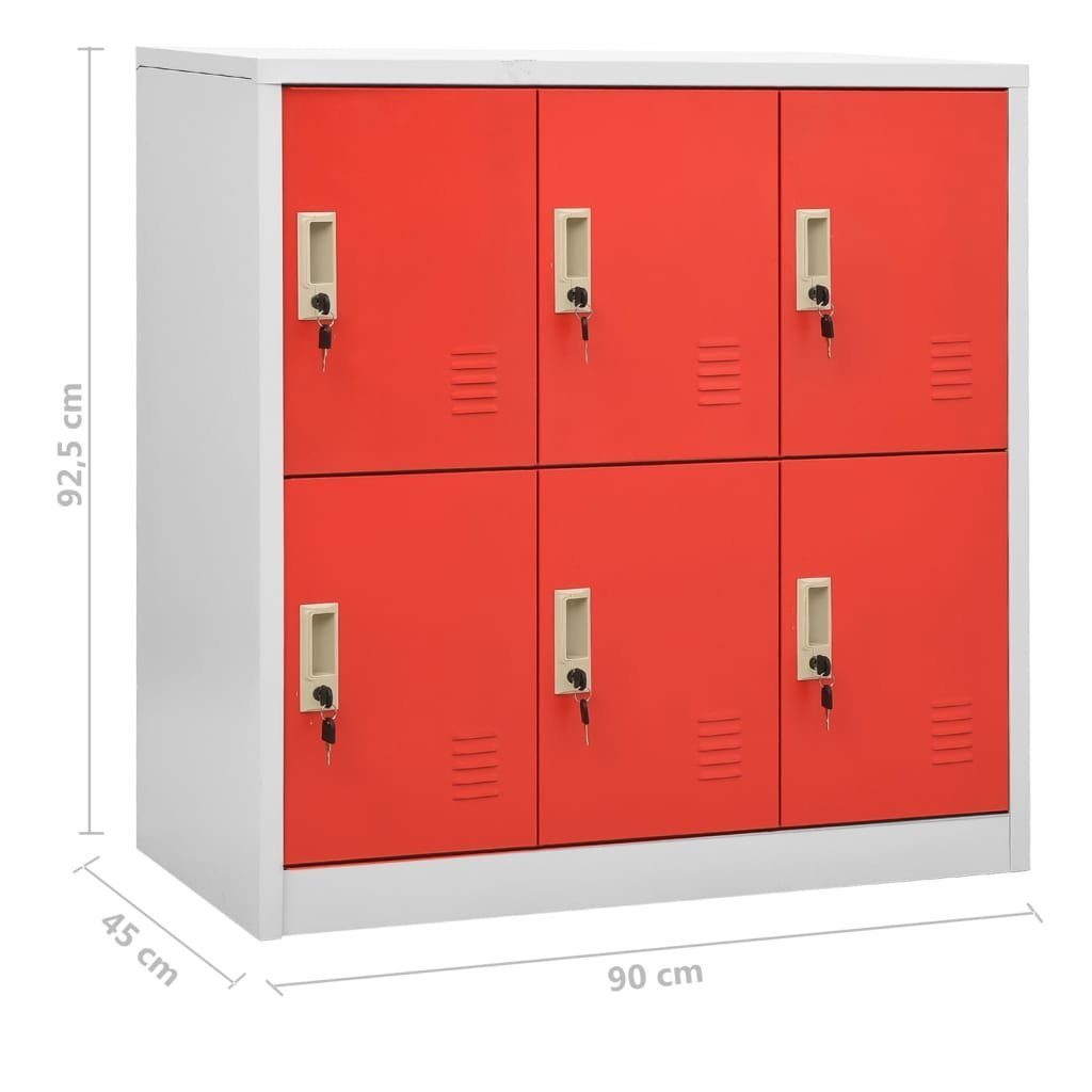 vidaXL Aktenschrank Schließfachschränke 2 Stk und Rot Hellgrau 90x45x92,5 Stahl cm