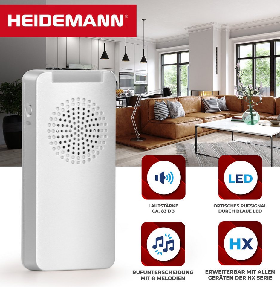 Thumbnail - Heidemann Funk-Türgong Heidemann Funkgong Set HX Walk max. Reichweite 100 m Lautstärke 83 dB