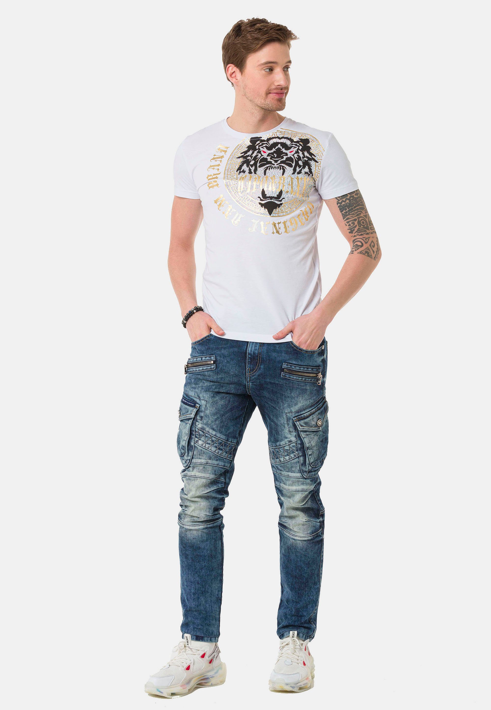 Cipo & Baxx Cargotaschen Straight-Jeans mit blau trendigen